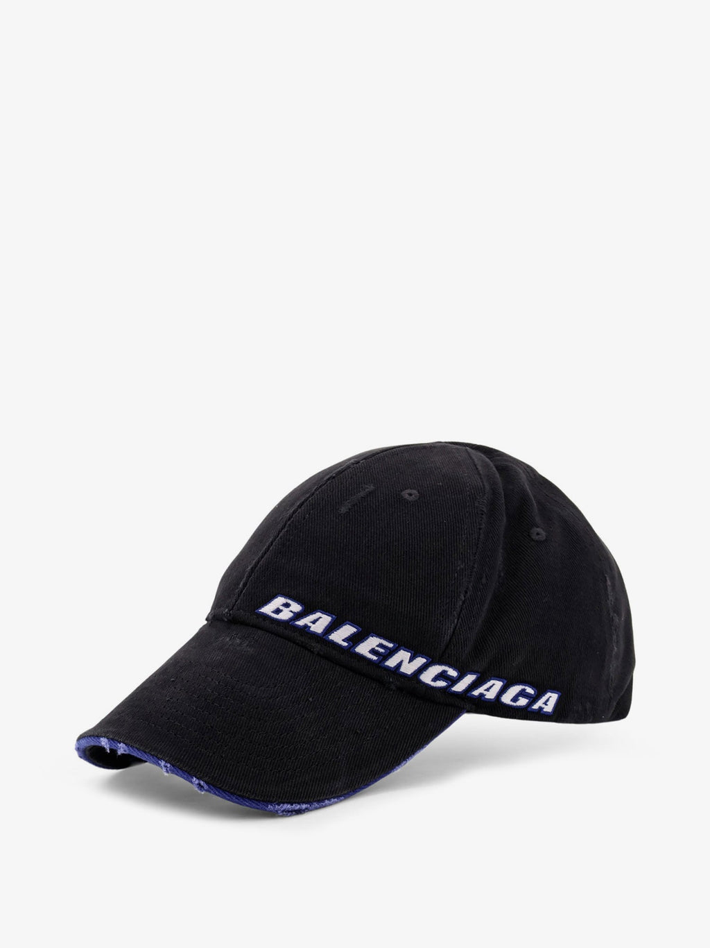 Balenciaga Men Cotton Baseball Hat With Distressed Effect