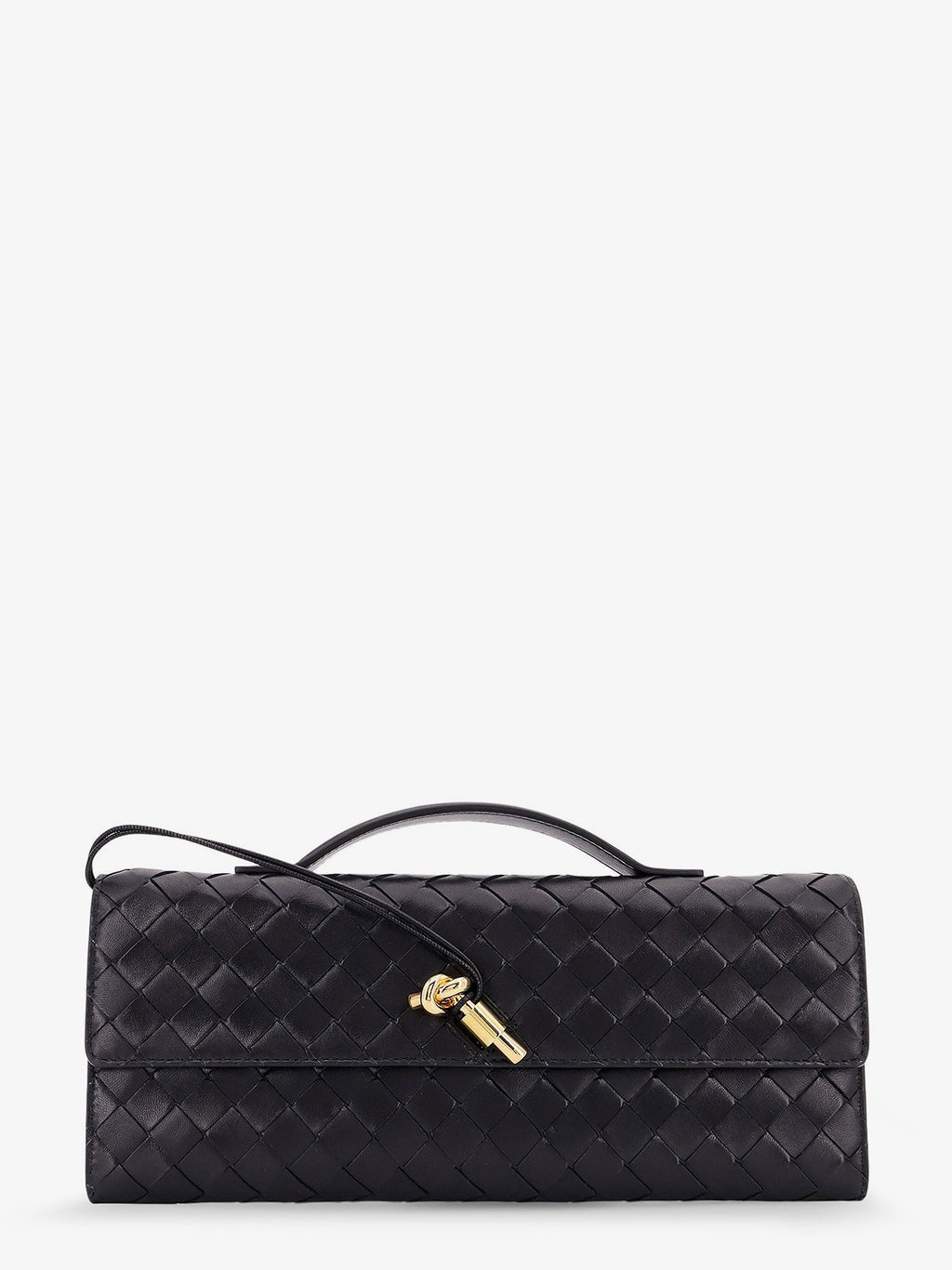 Bottega Veneta Women Andiamo Leather Clutch With Intrecciato Pattern