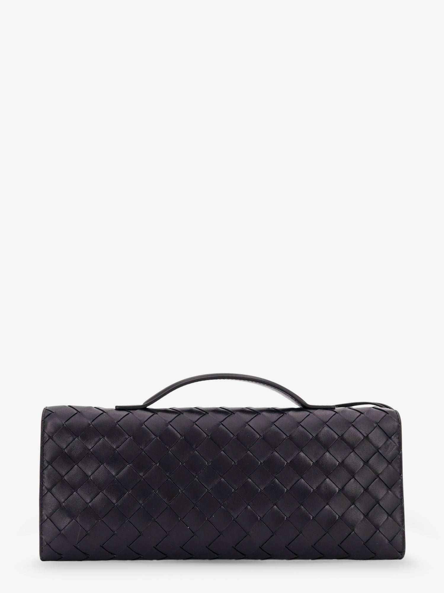Bottega Veneta Women Andiamo Leather Clutch With Intrecciato Pattern