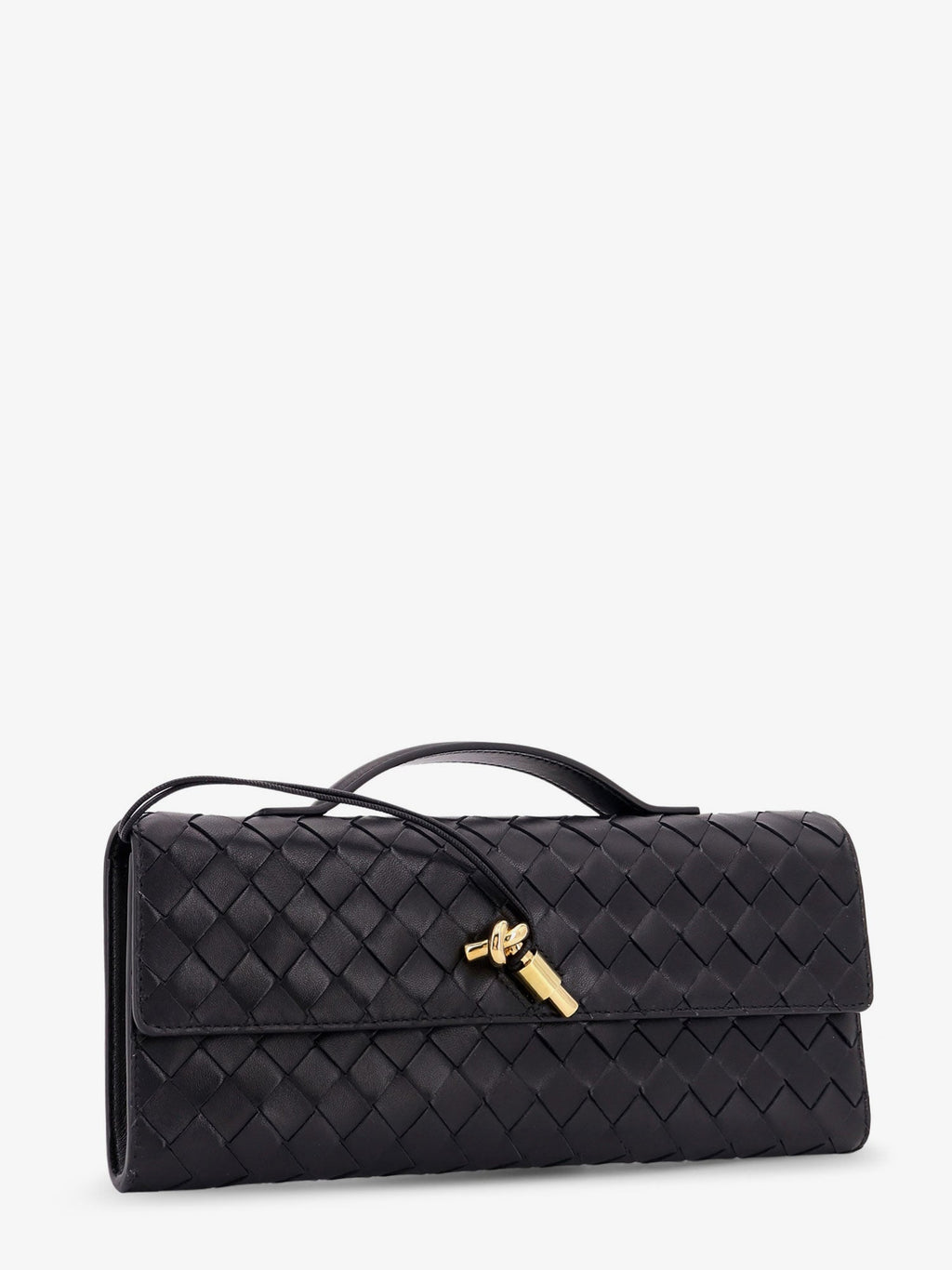 Bottega Veneta Women Andiamo Leather Clutch With Intrecciato Pattern