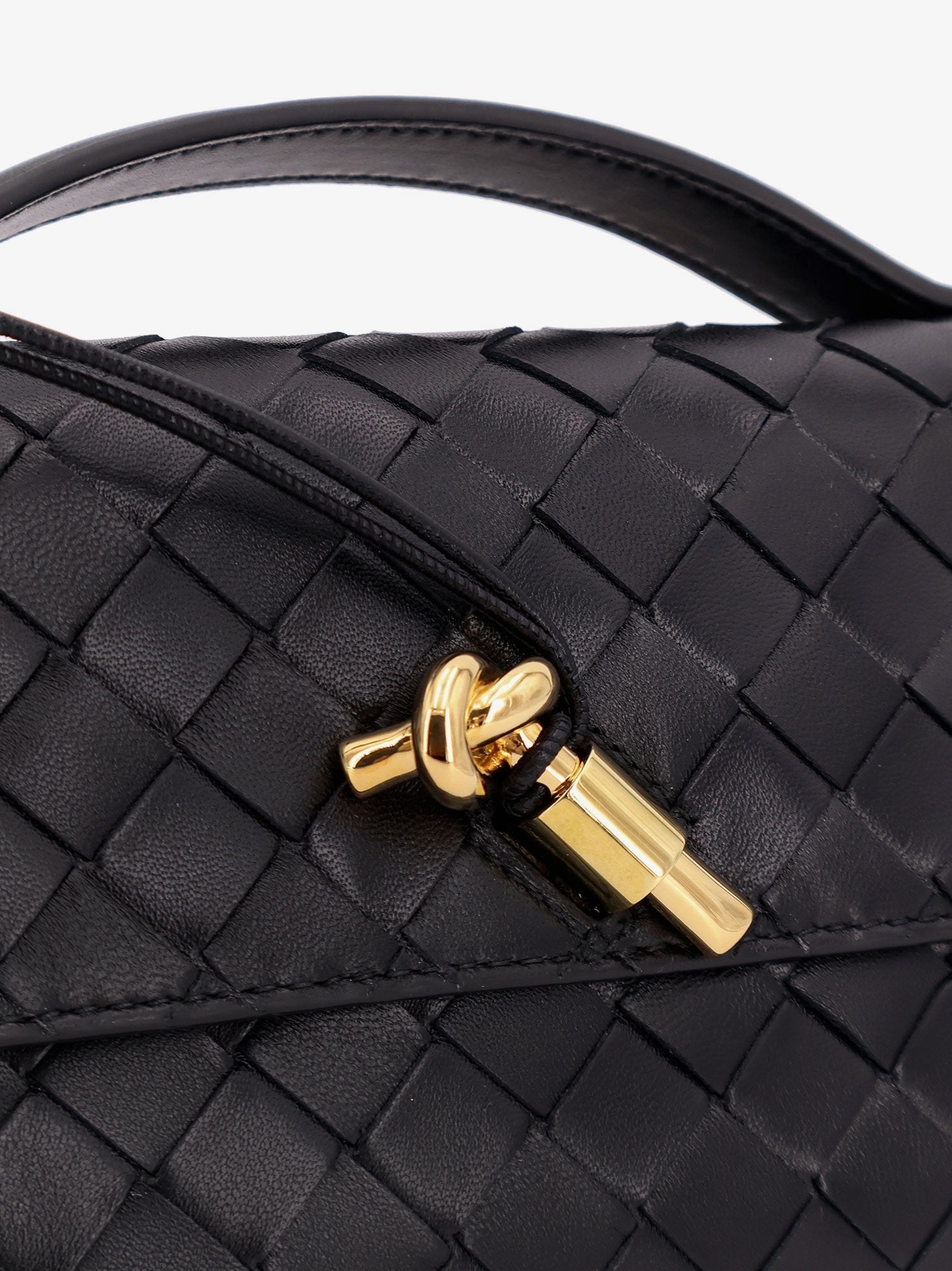 Bottega Veneta Women Andiamo Leather Clutch With Intrecciato Pattern
