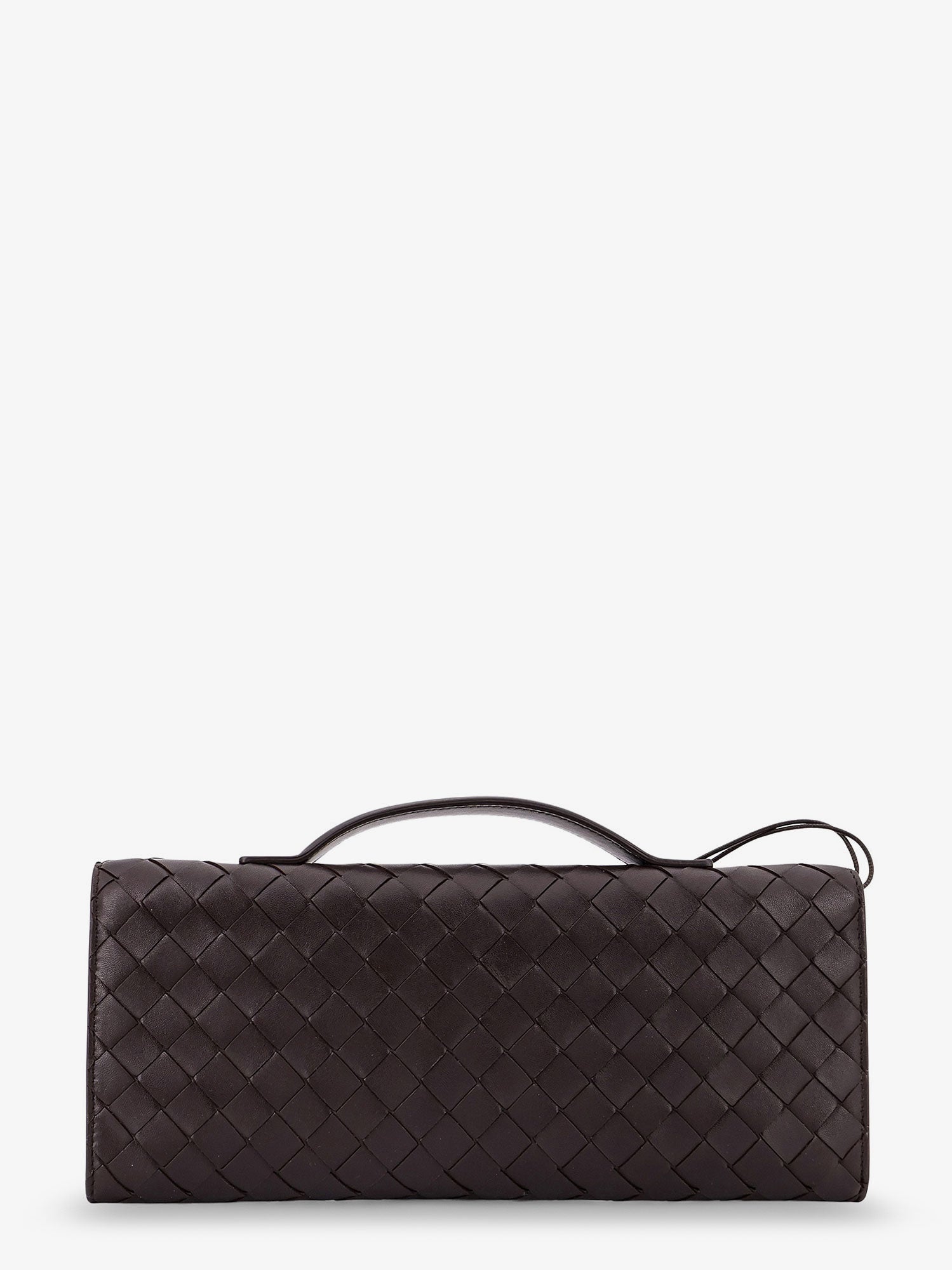 Bottega Veneta Women Andiamo Leather Clutch With Intrecciato Motif
