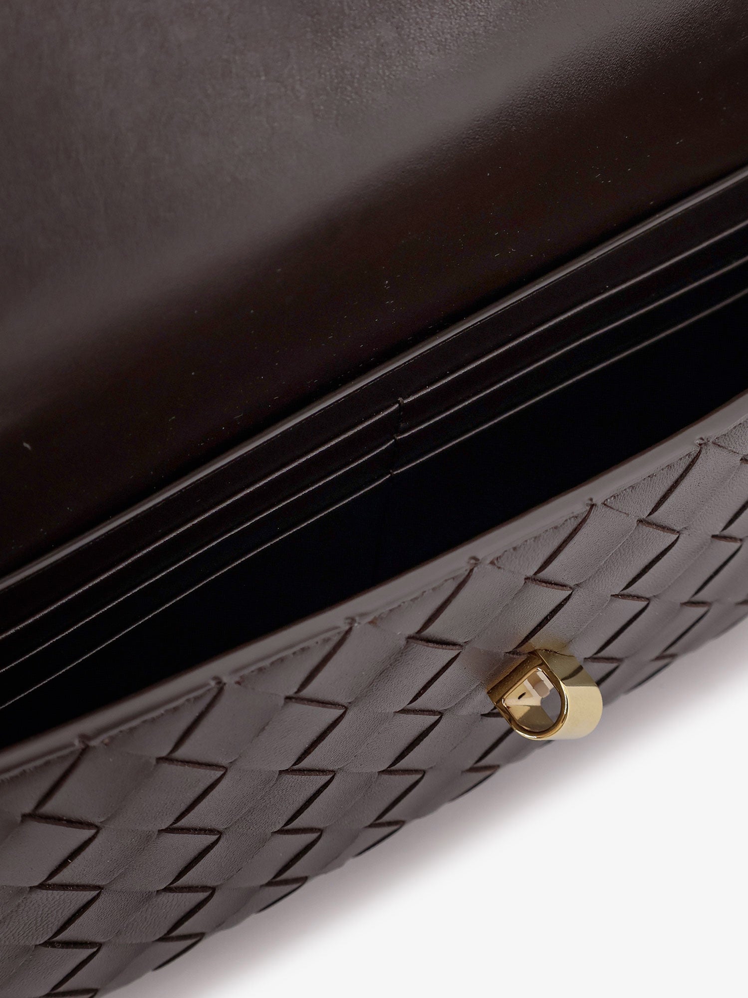 Bottega Veneta Women Andiamo Leather Clutch With Intrecciato Motif