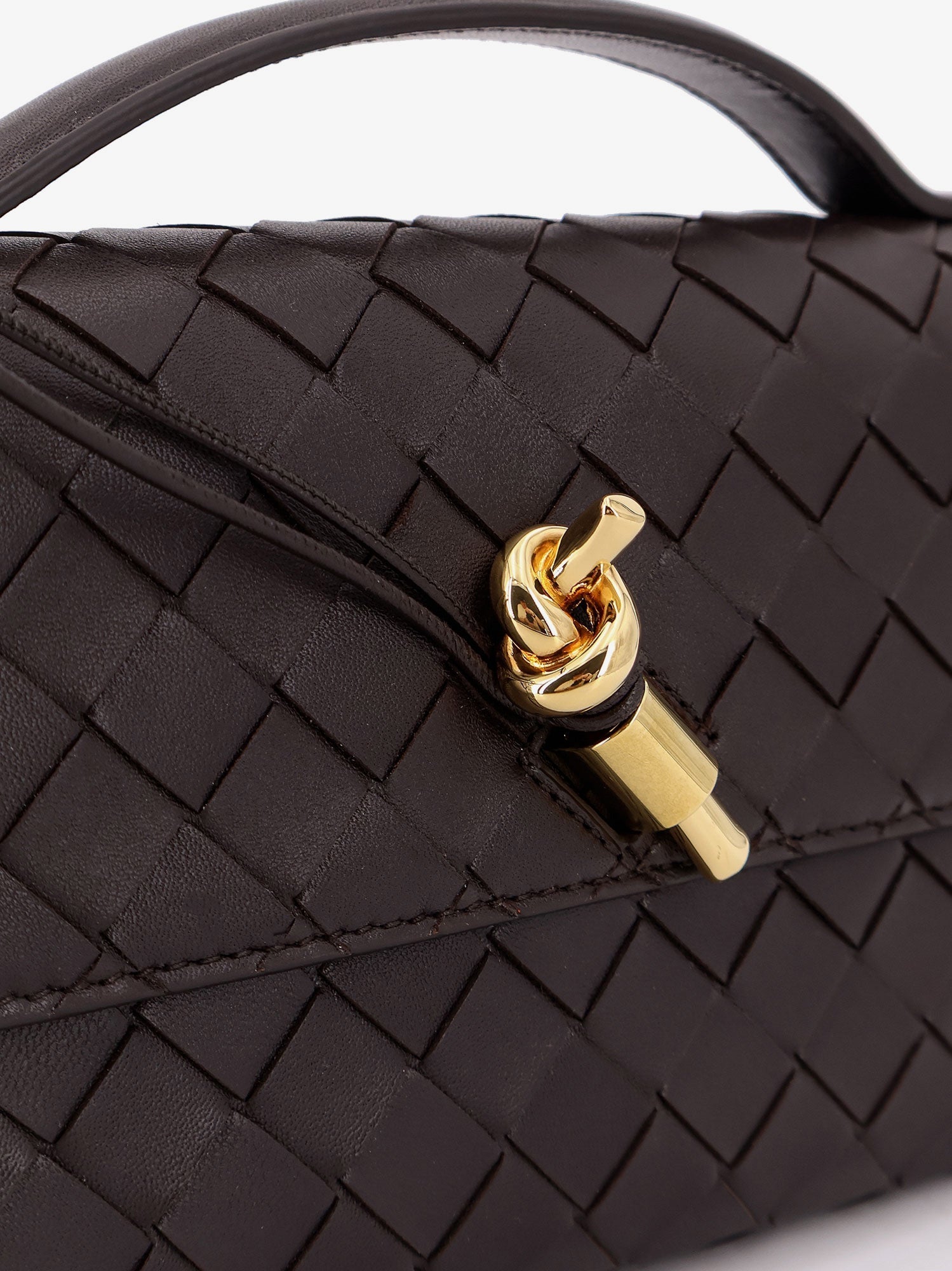 Bottega Veneta Women Andiamo Leather Clutch With Intrecciato Motif
