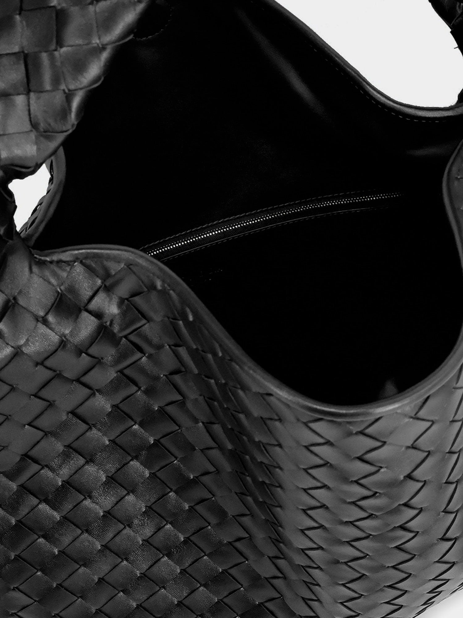 Bottega Veneta Women Hop Hobo Leather Shoulder Bag With Intreccio Pattern