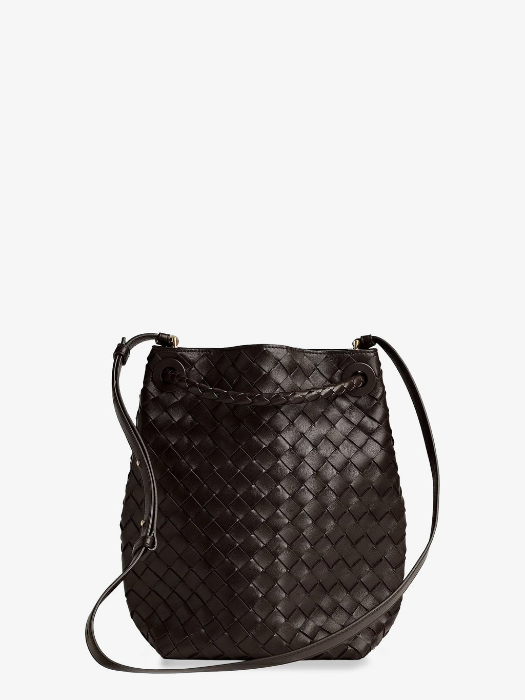 Bottega Veneta Women Andiamo Bucket Leather Crossbody Bag With Intrecciato Pattern