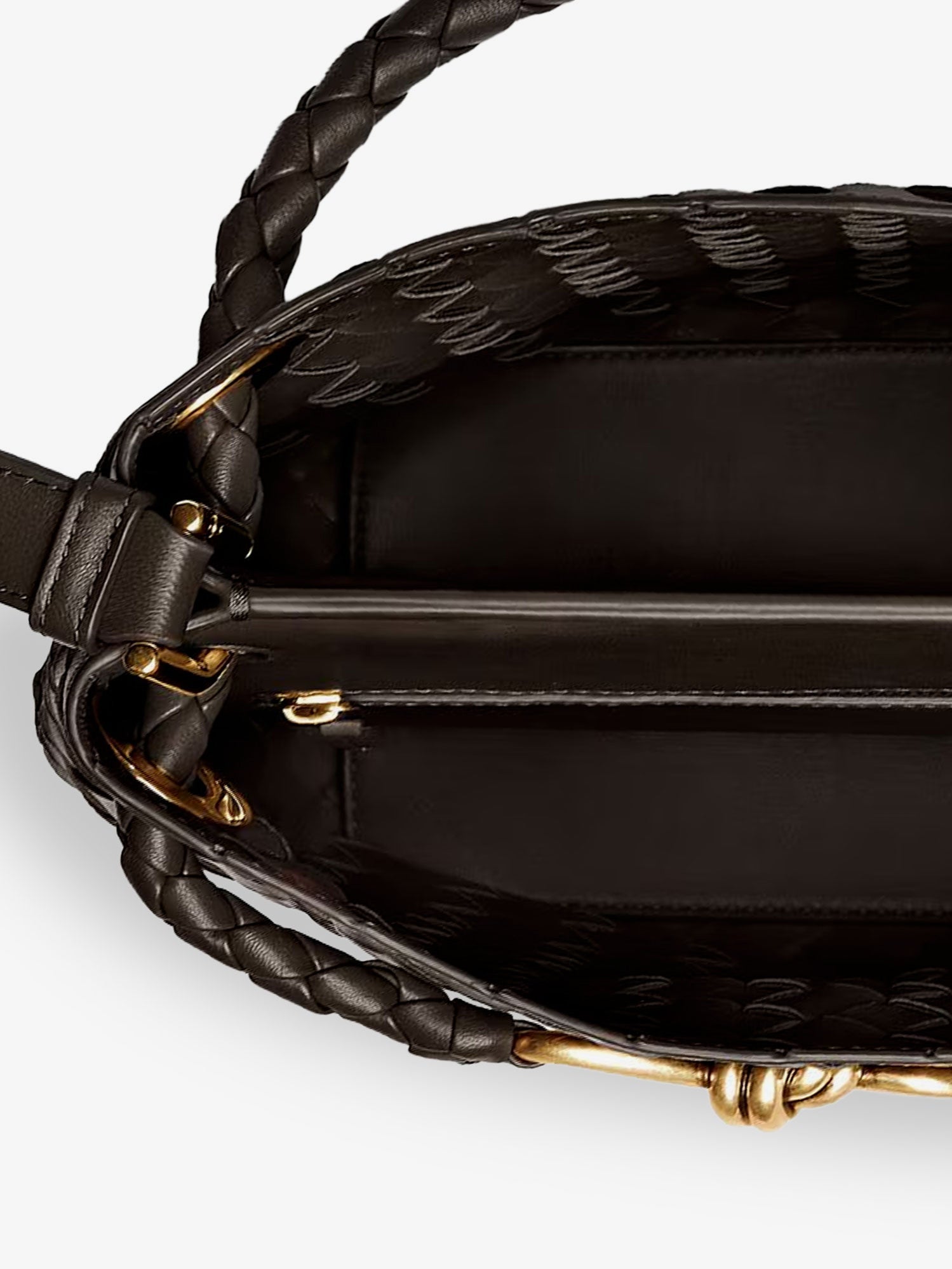 Bottega Veneta Women Andiamo Bucket Leather Crossbody Bag With Intrecciato Pattern