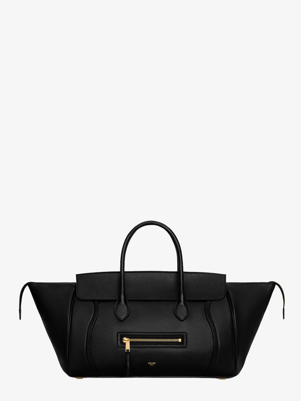 Celine Women Luggage Leather Handbag With Logo Lettering On The Front