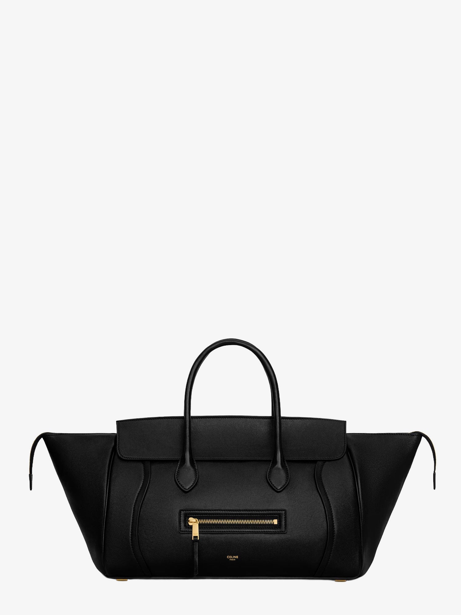 Celine Women Luggage Leather Handbag With Logo Lettering On The Front