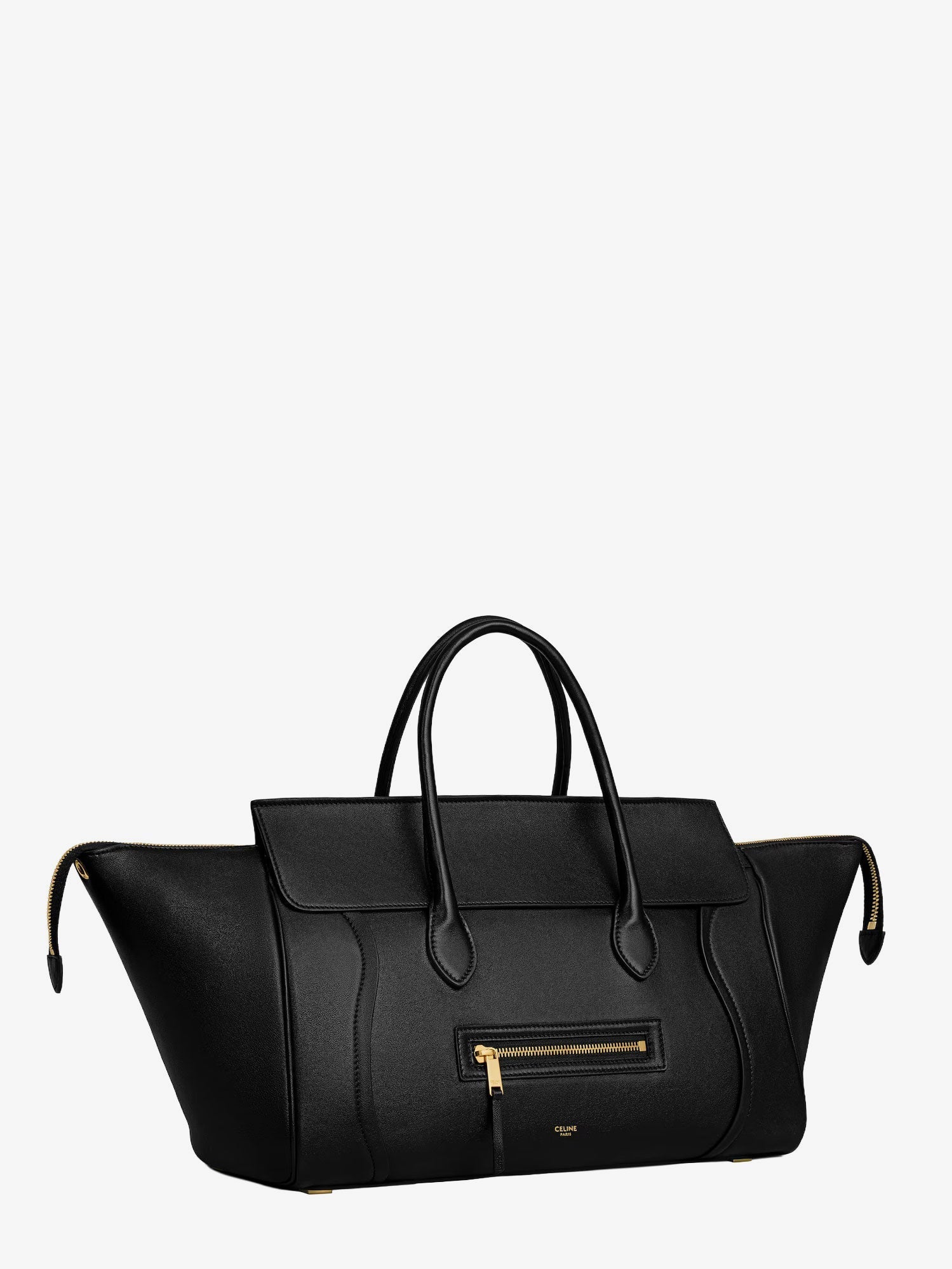Celine Women Luggage Leather Handbag With Logo Lettering On The Front