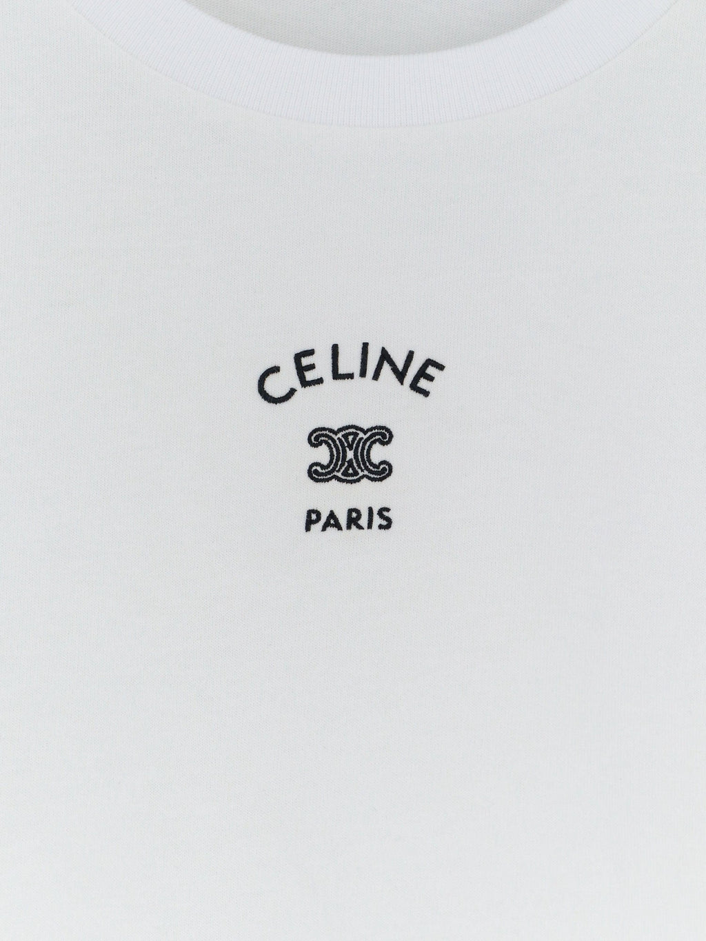 Celine Women Cotton Blend T-Shirt With Front Logo Print
