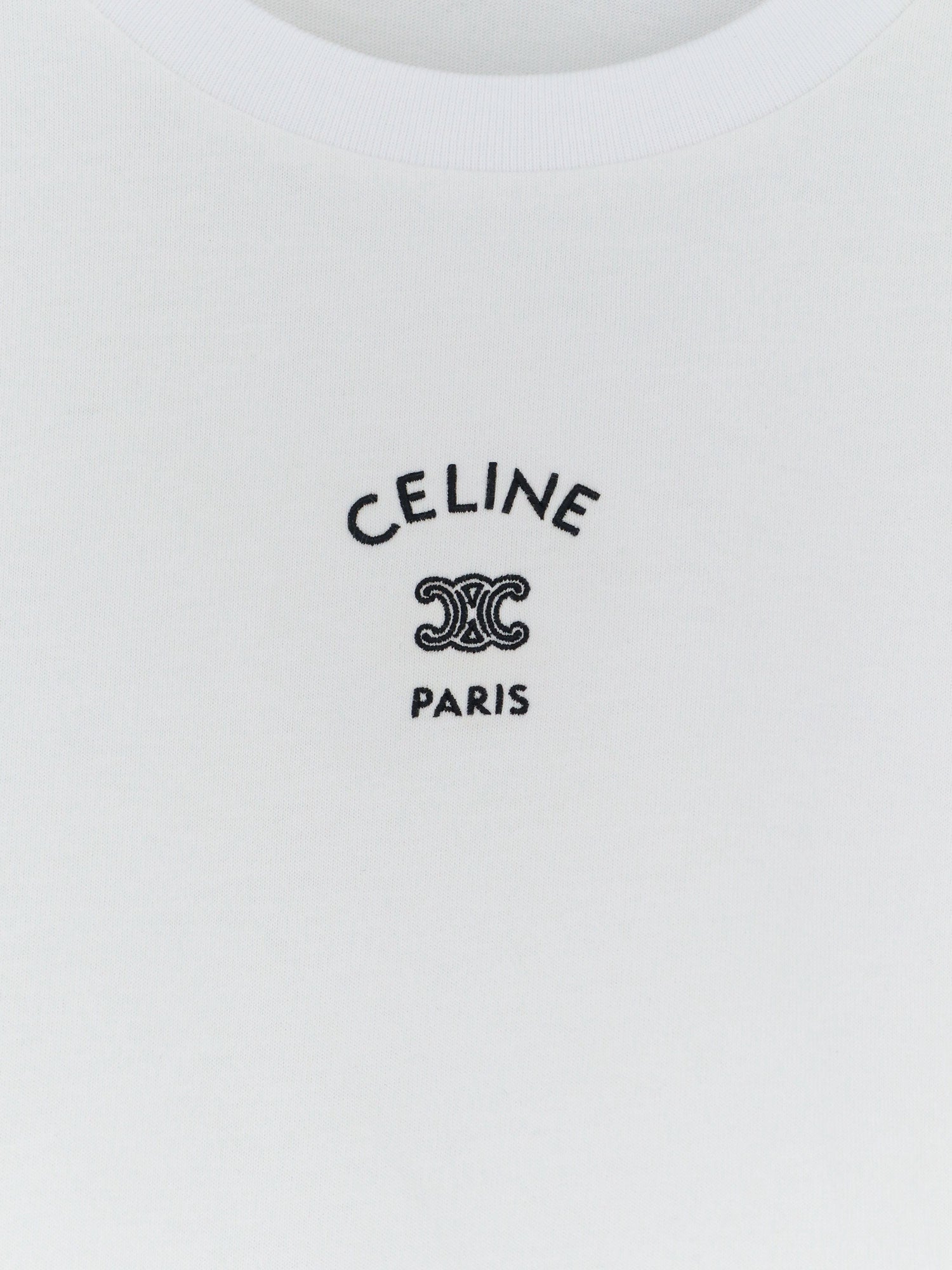 Celine Women Cotton Blend T-Shirt With Front Logo Print