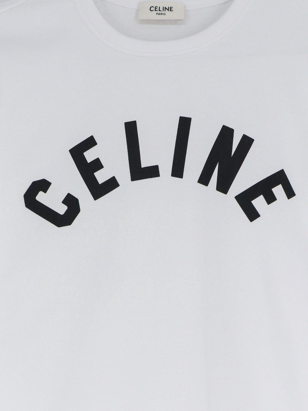 Celine Women Cotton T-Shirt With Front Lettering Logo Print
