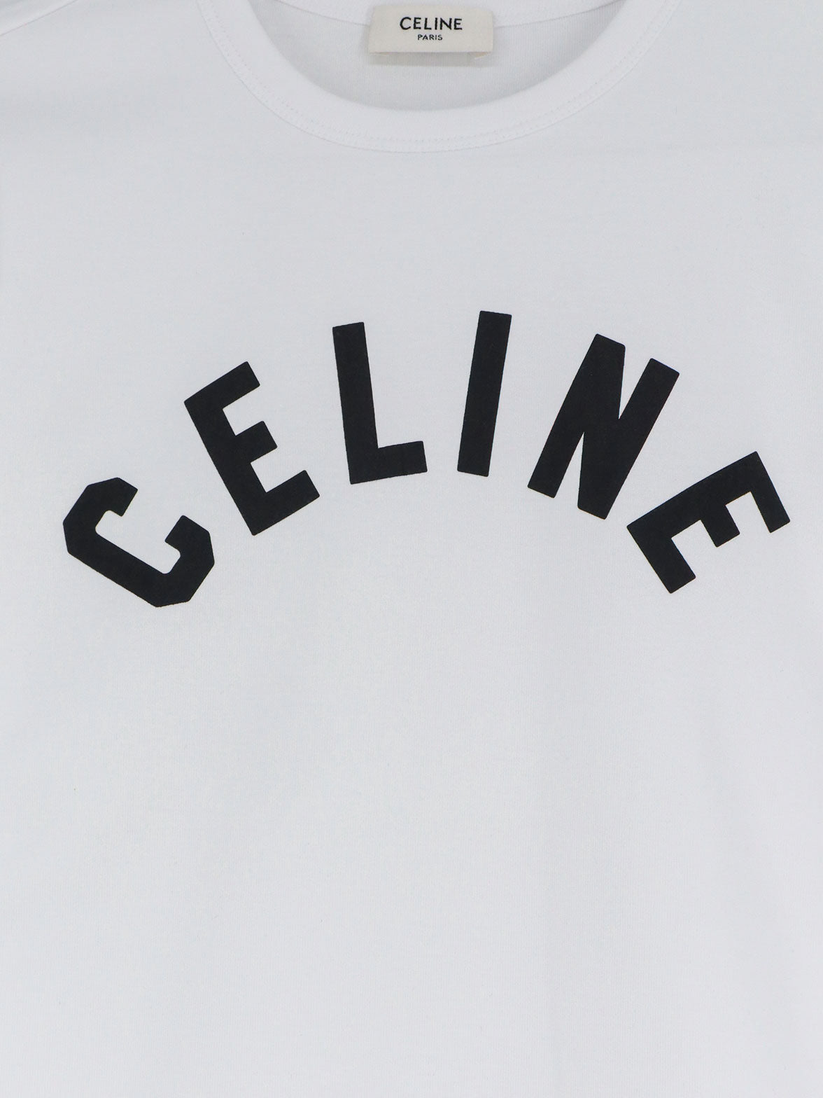 Celine Women Cotton T-Shirt With Front Lettering Logo Print