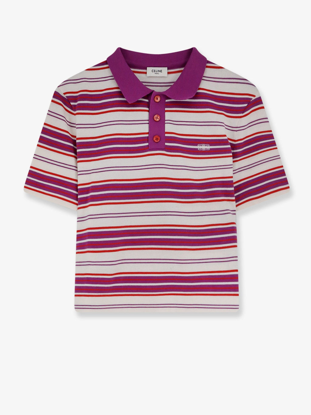 Celine Women Cotton Polo Shirt With Striped Pattern