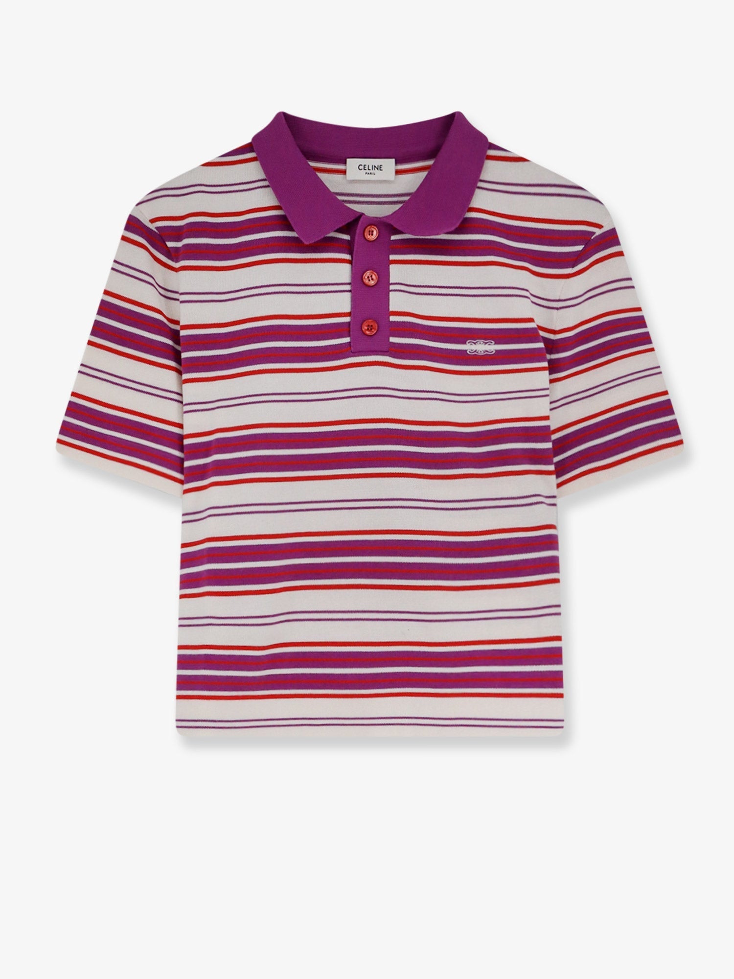 Celine Women Cotton Polo Shirt With Striped Pattern