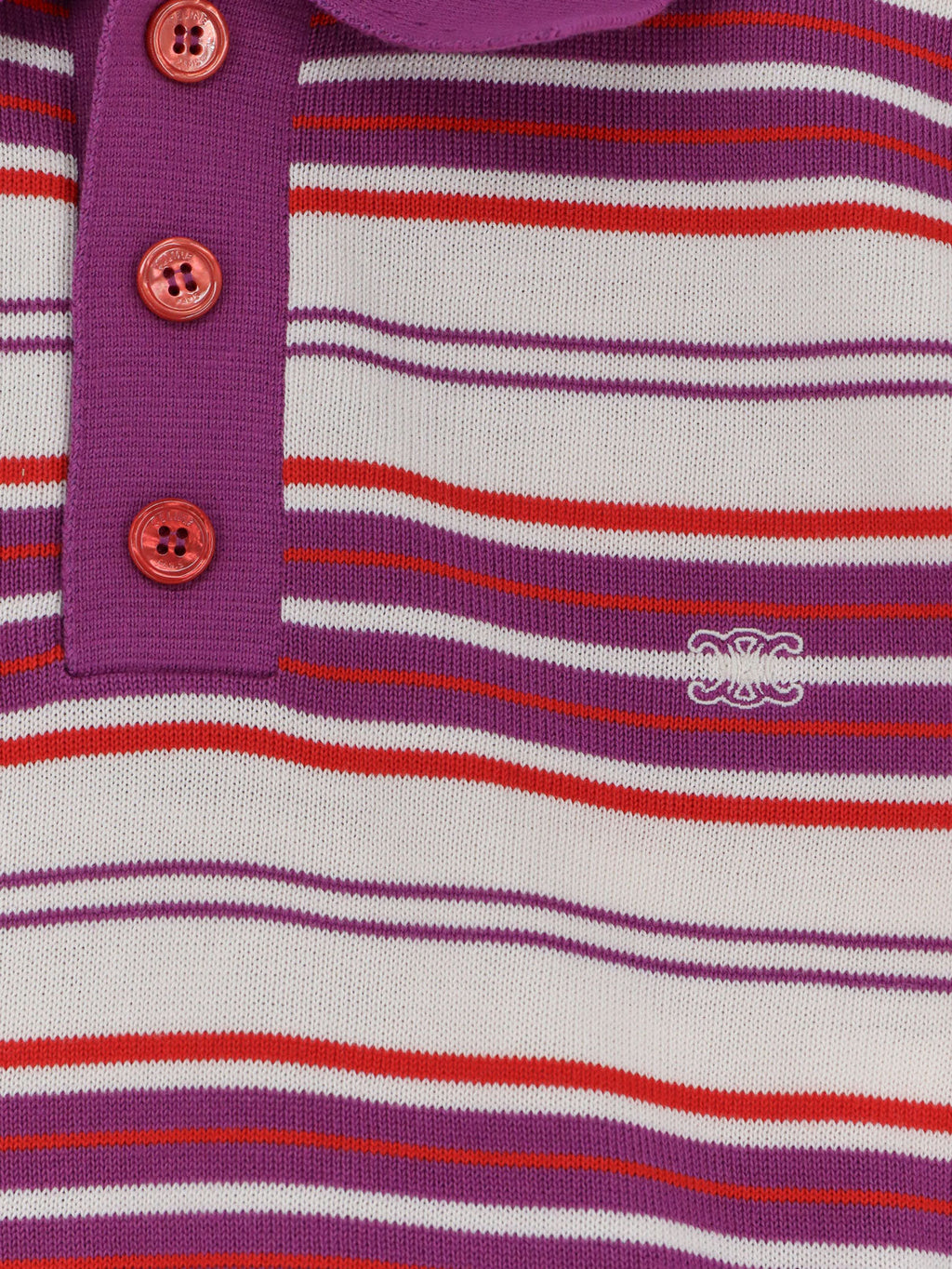 Celine Women Cotton Polo Shirt With Striped Pattern