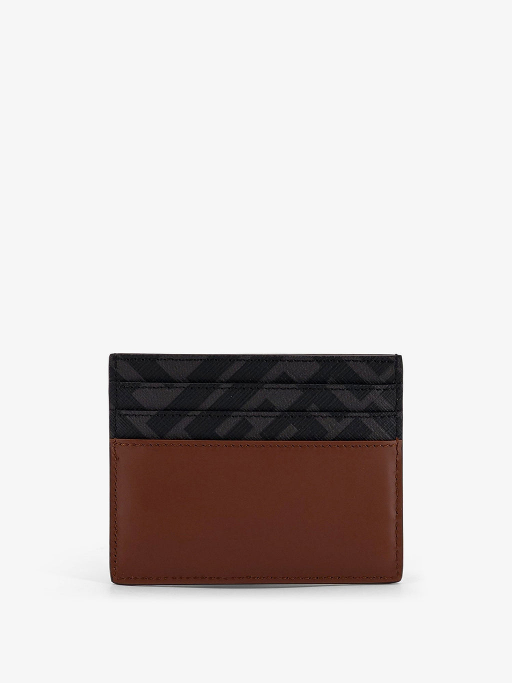 Fendi Men Leather And Ff Fabric Card Holder