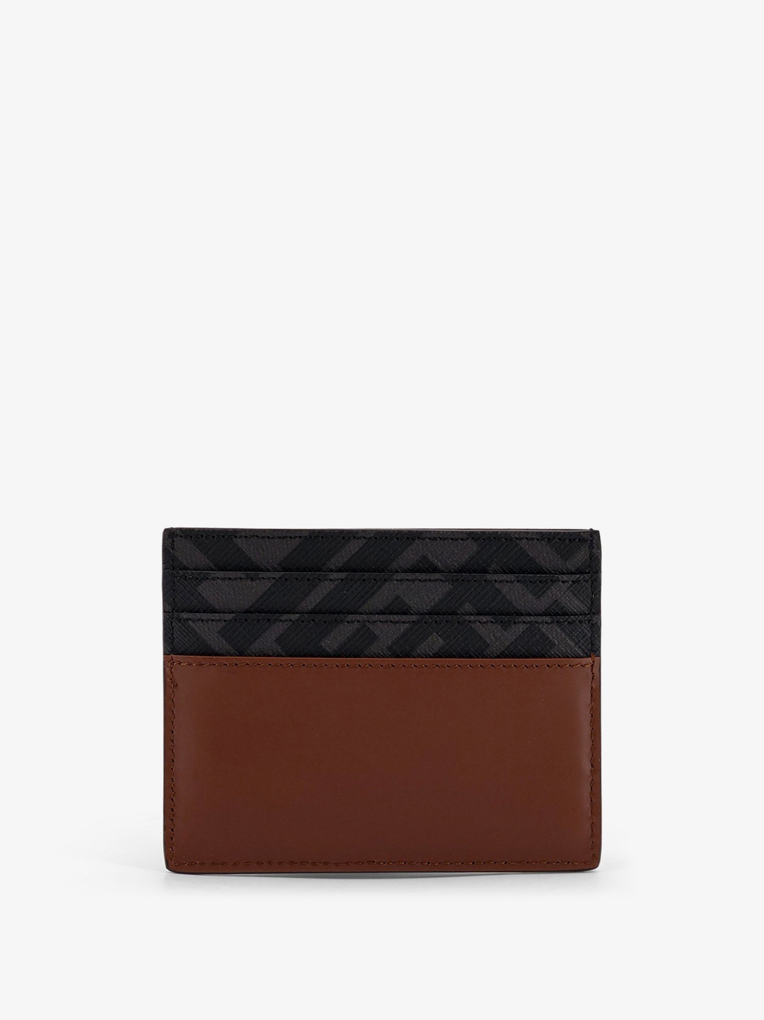 Fendi Men Leather And Ff Fabric Card Holder