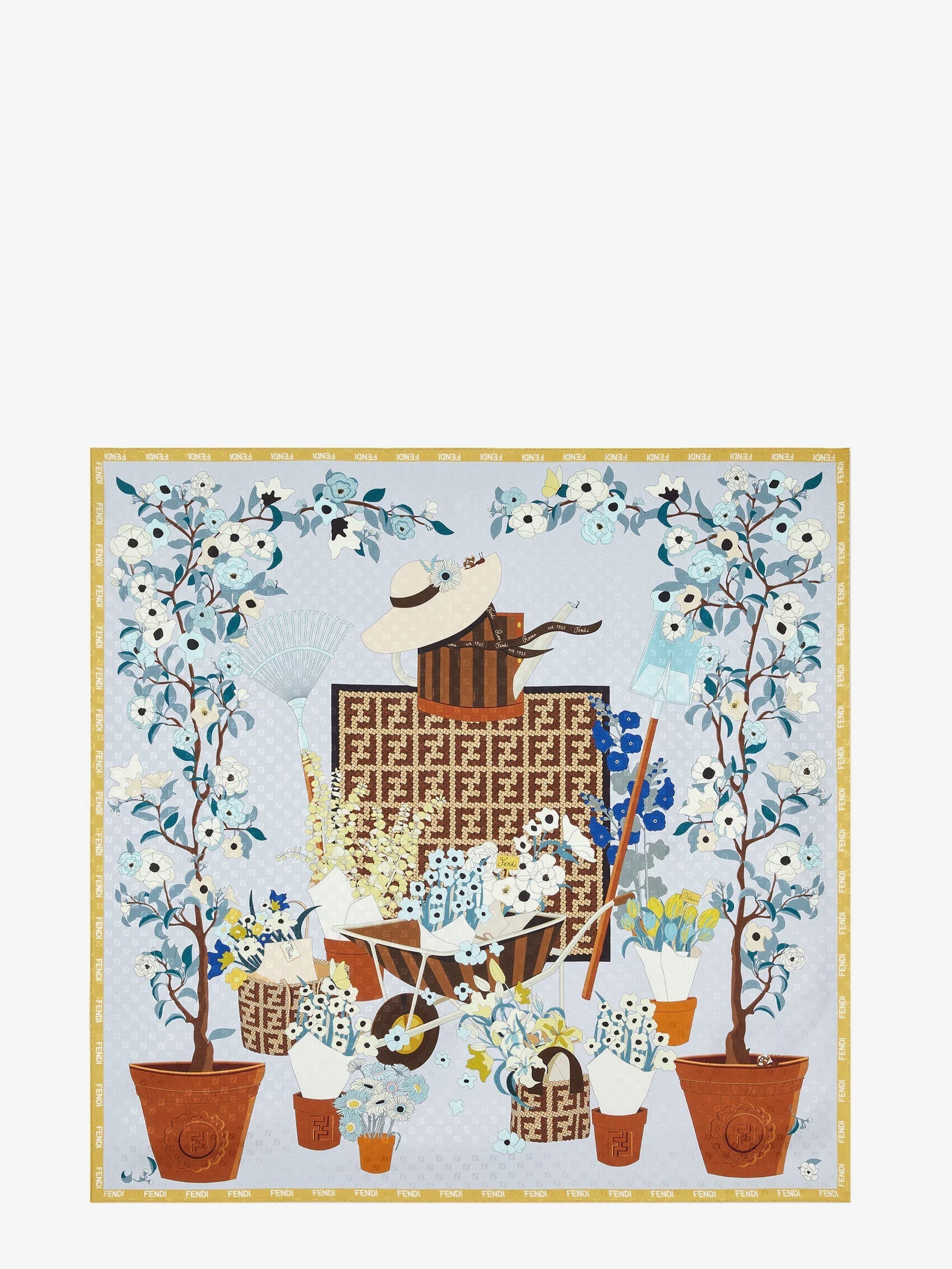 Fendi Women Silk Scarf With Gardening Print
