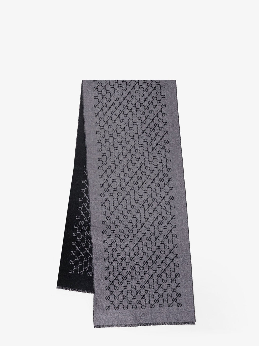 Gucci Men Double Wool Jacquard Scarf With Gg Motif