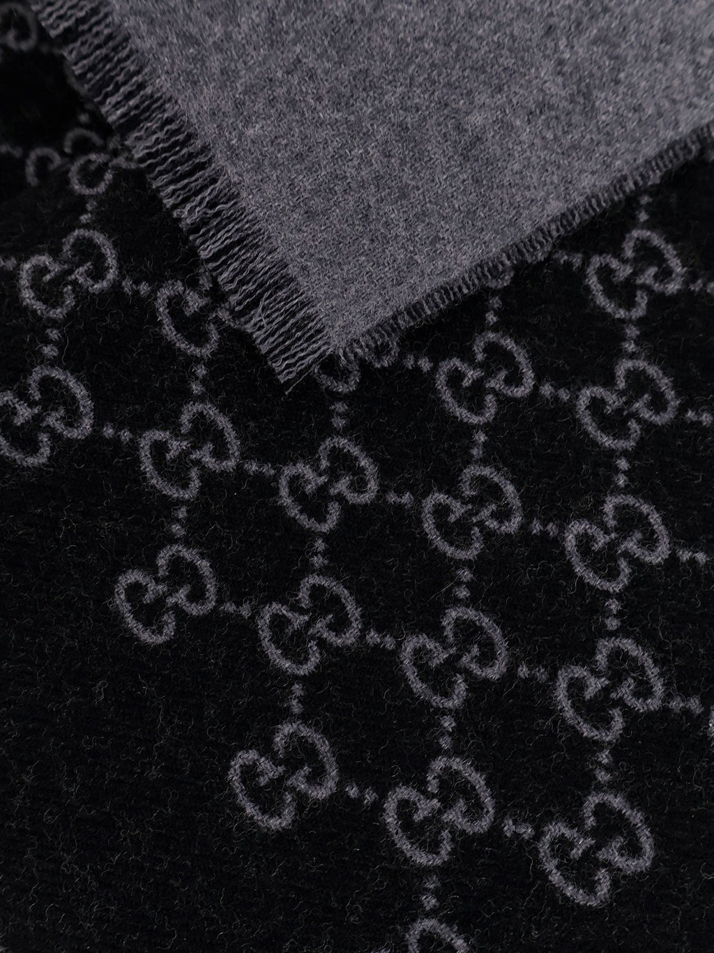 Gucci Men Double Wool Jacquard Scarf With Gg Motif
