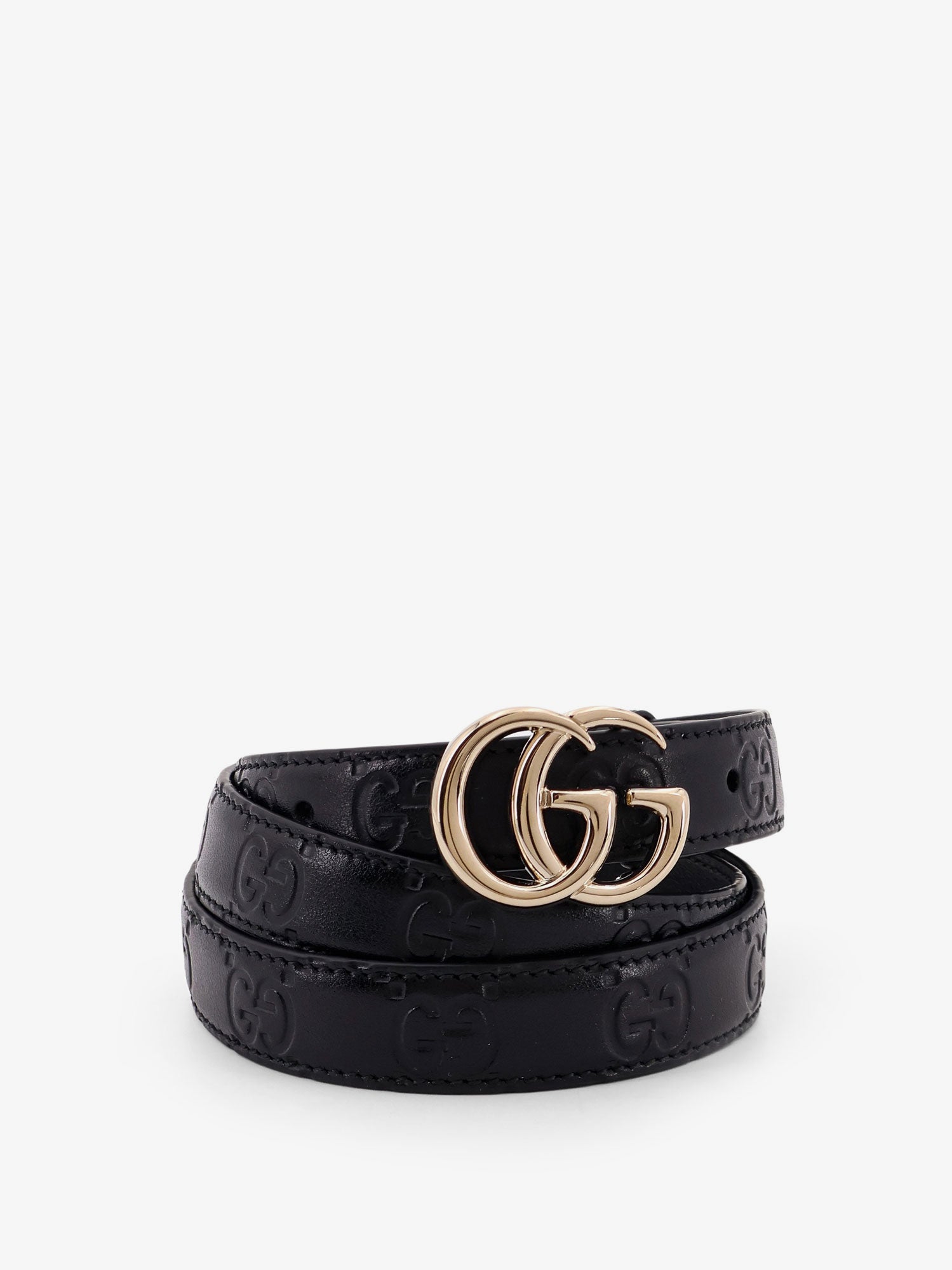 Gucci Women Leather Belt With All-Over Gg Logo