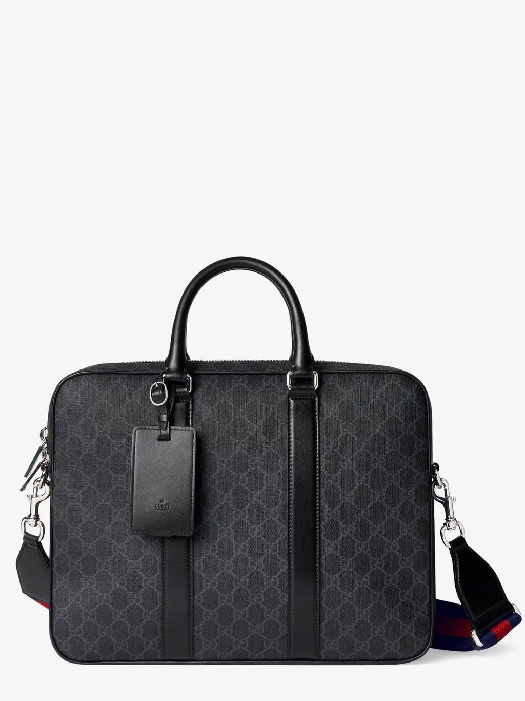Gucci Men Gg Supreme Fabric And Leather Briefcase