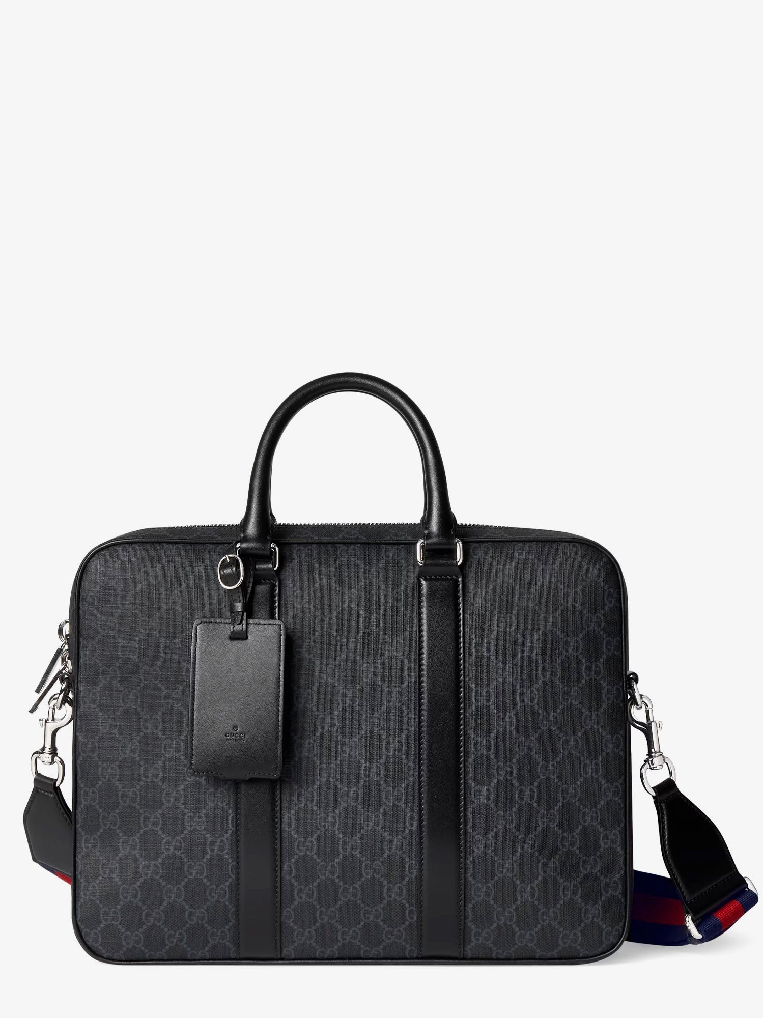 Gucci Men Gg Supreme Fabric And Leather Briefcase