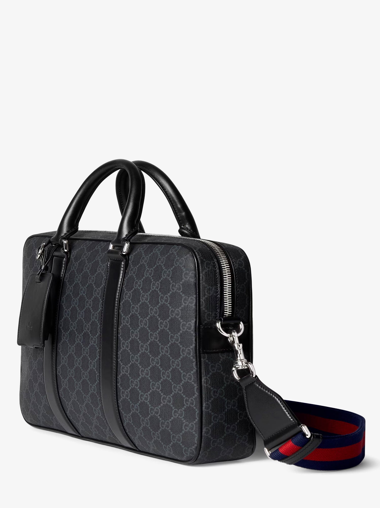 Gucci Men Gg Supreme Fabric And Leather Briefcase