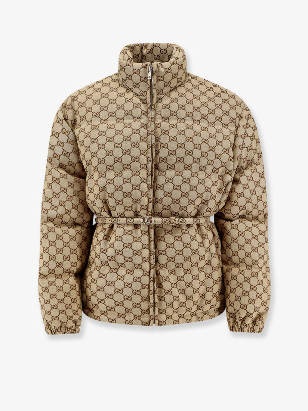 Gucci Women Gg Fabric Padded Jacket With Belt