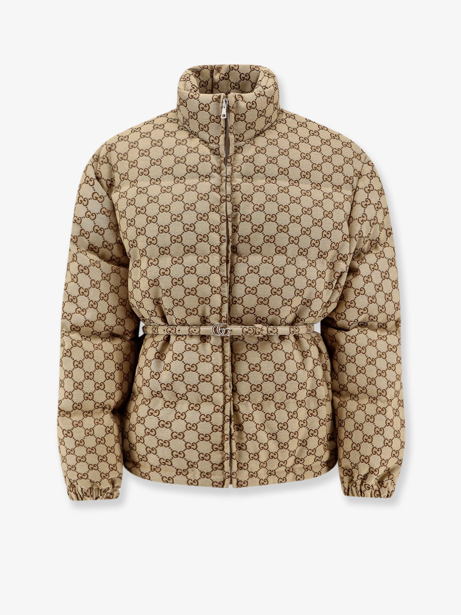 Gucci Women Gg Fabric Padded Jacket With Belt