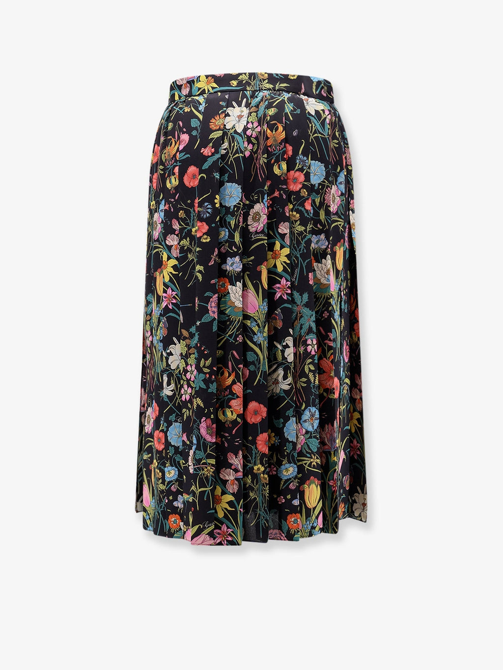 Gucci Women Silk Midi Skirt With Floral Print