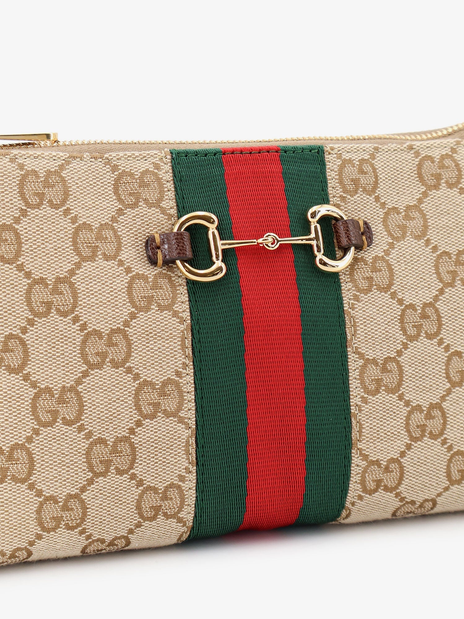 Gucci Women Gg Fabric Crossbody With Nastro Web Detail On The Front