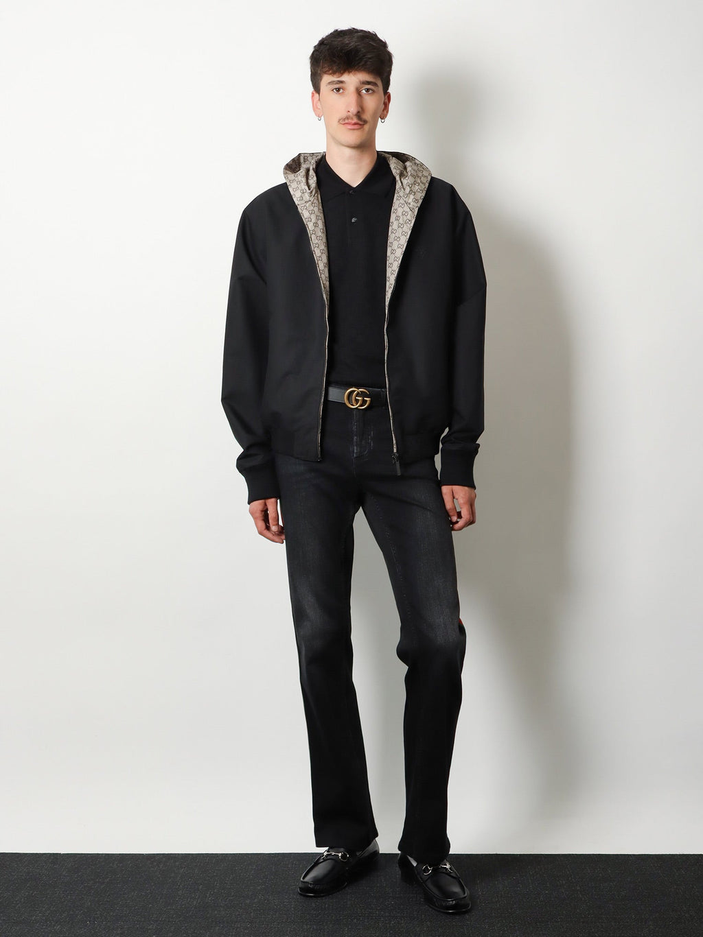 Gucci Men Reversible Cotton And Gg Nylon Jacket