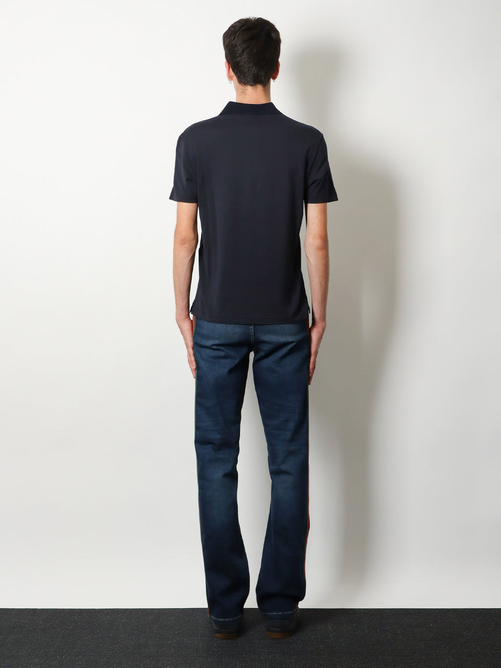 Gucci Men Cotton Polo Shirt With Web Print On The Front
