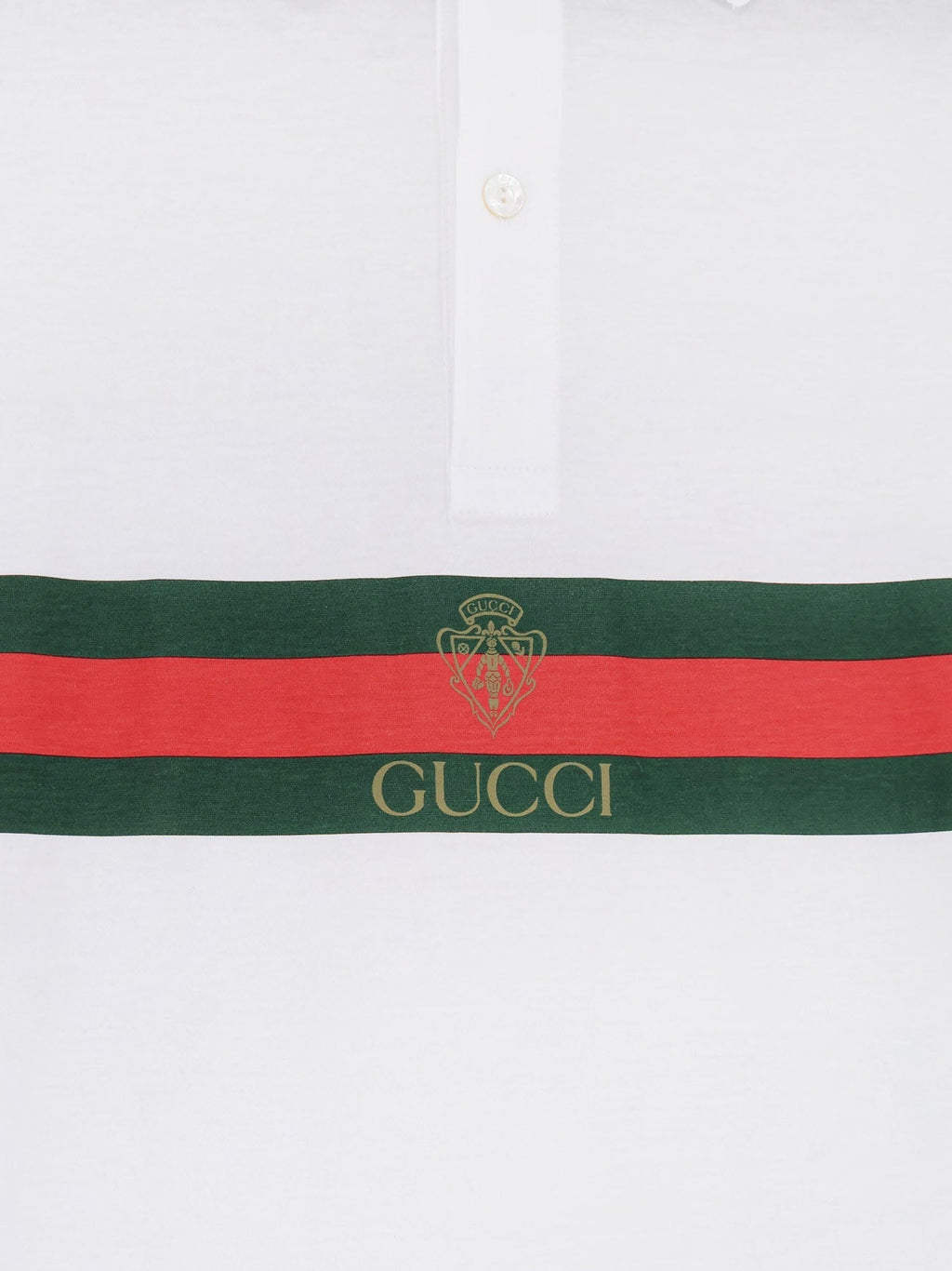 Gucci Men Cotton Polo Shirt With Web Print On The Front