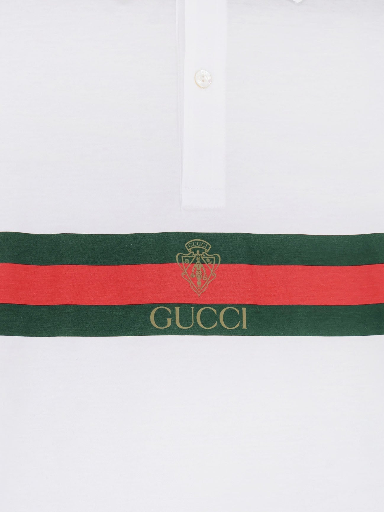 Gucci Men Cotton Polo Shirt With Web Print On The Front