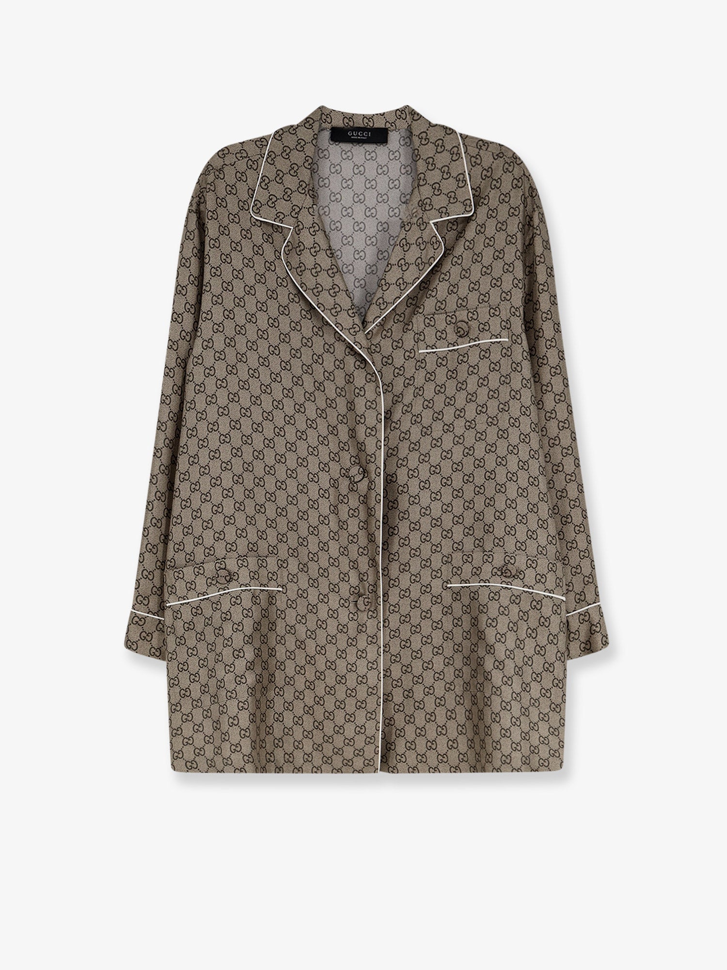 Gucci Women Silk Shirt With Gg Print