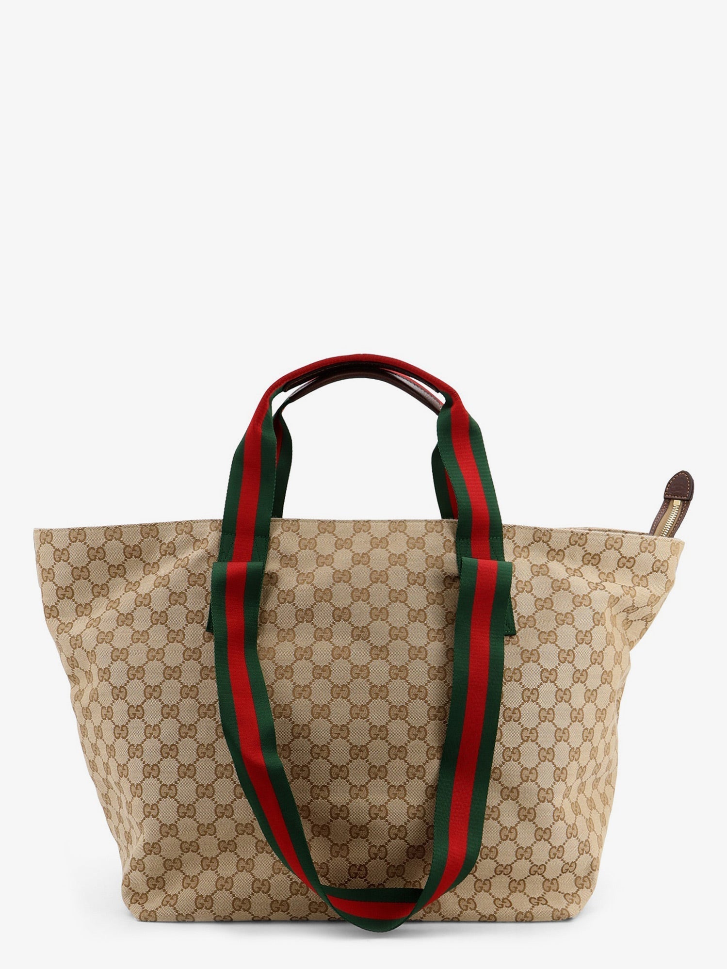 Gucci Men Gg Fabric Shopping Bag With Nastro Web Handle Detail