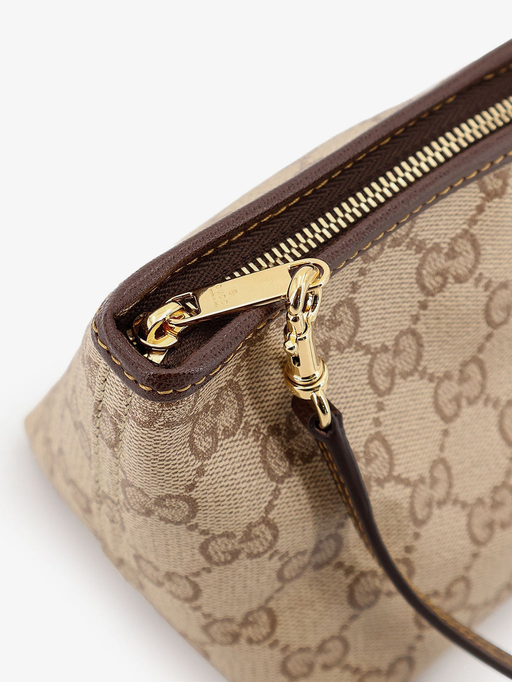 Gucci Women Gg Fabric Clutch With Nastro Web On The Front