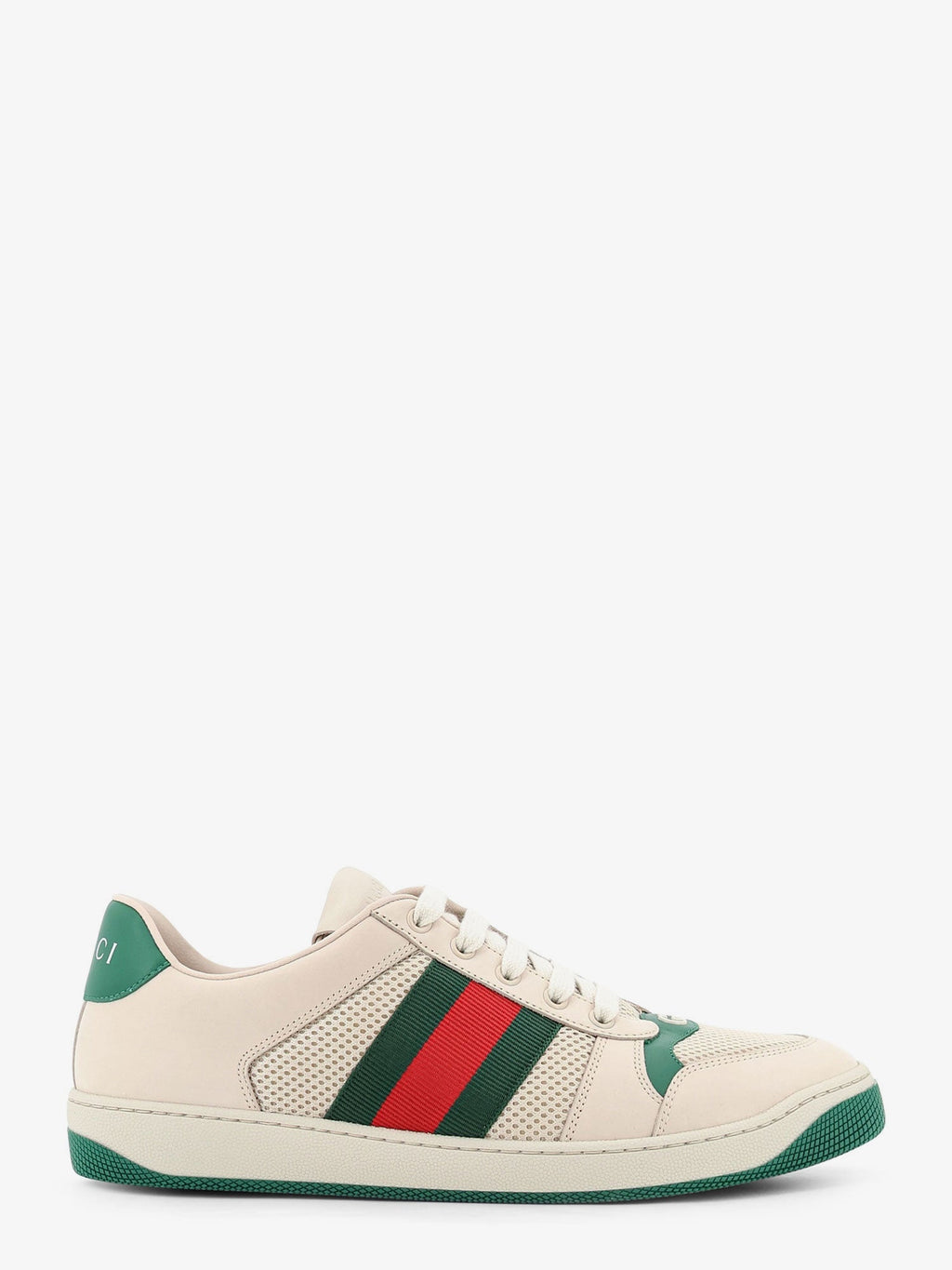 Gucci Men Screener Mesh And Leather Sneakers With Nastro Web On The Side