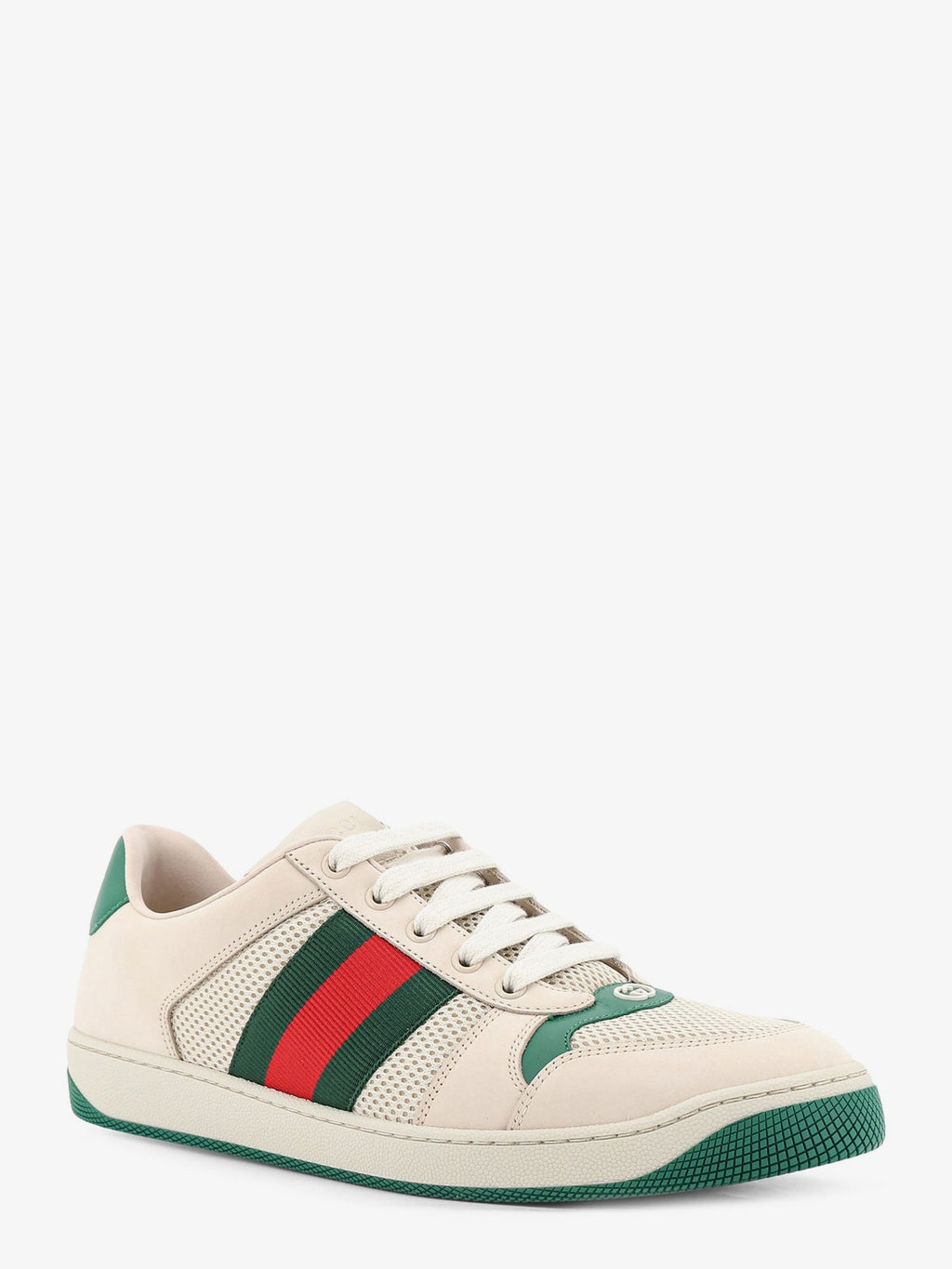Gucci Men Screener Mesh And Leather Sneakers With Nastro Web On The Side