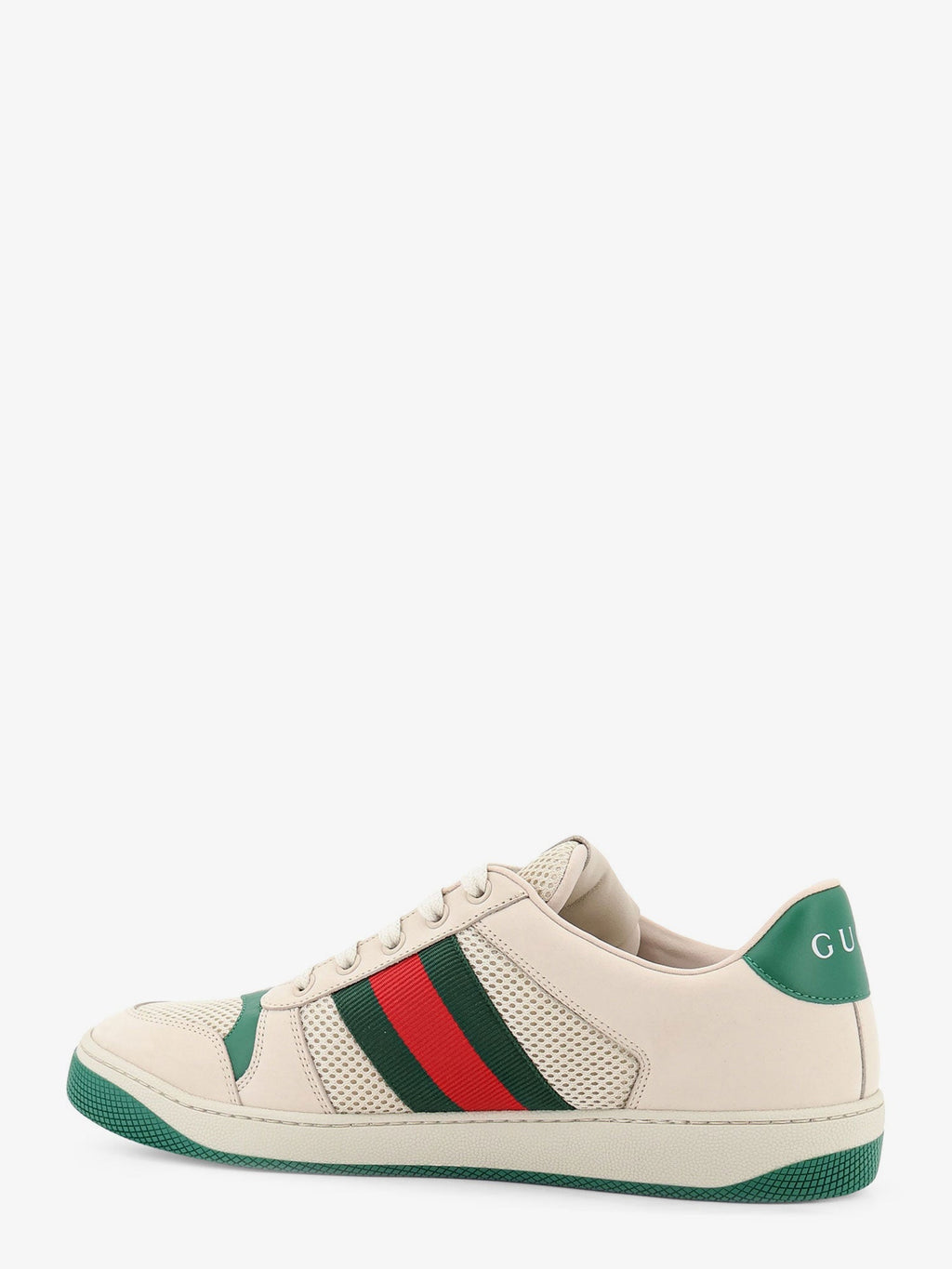 Gucci Men Screener Mesh And Leather Sneakers With Nastro Web On The Side