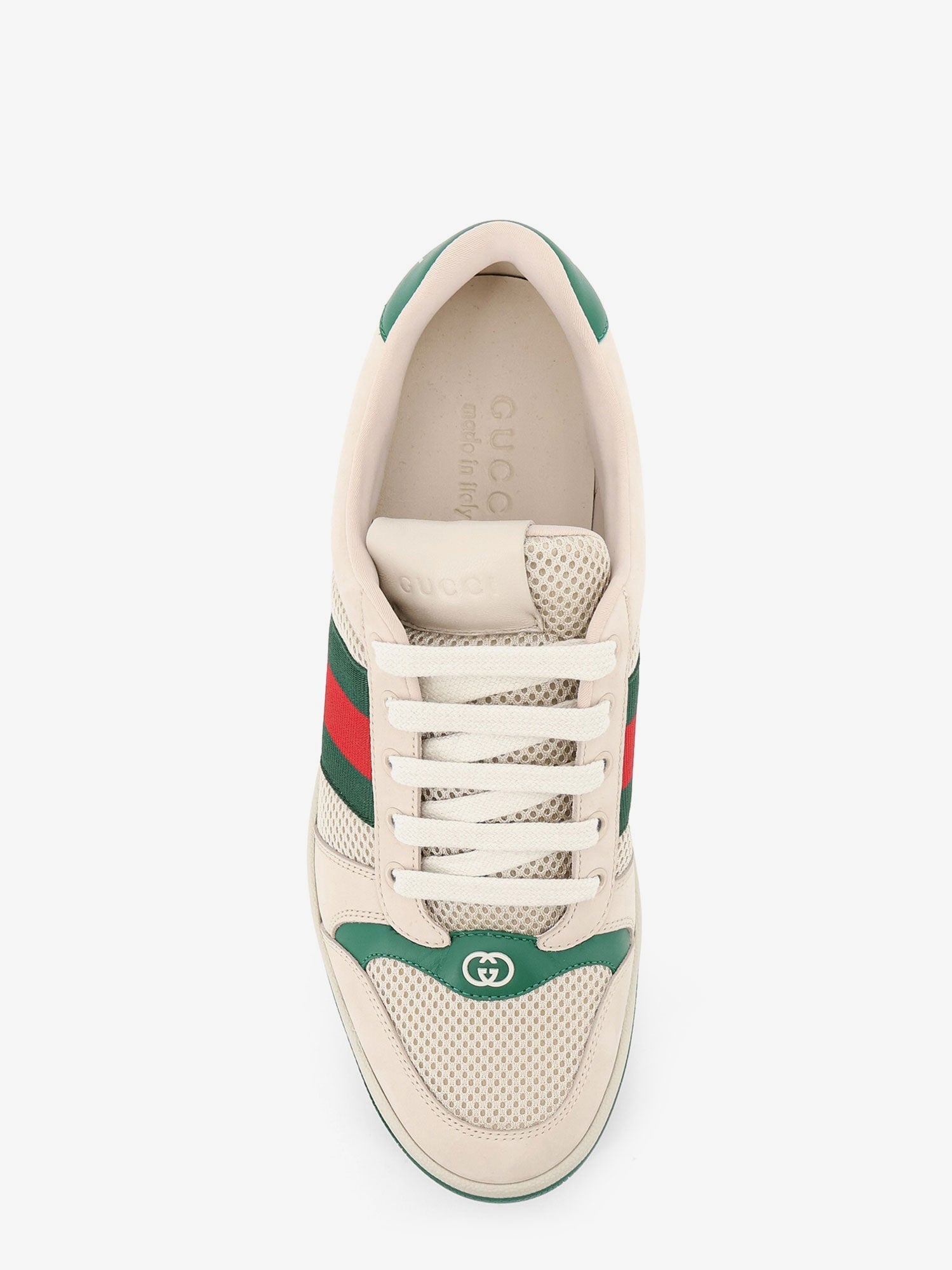 Gucci Men Screener Mesh And Leather Sneakers With Nastro Web On The Side