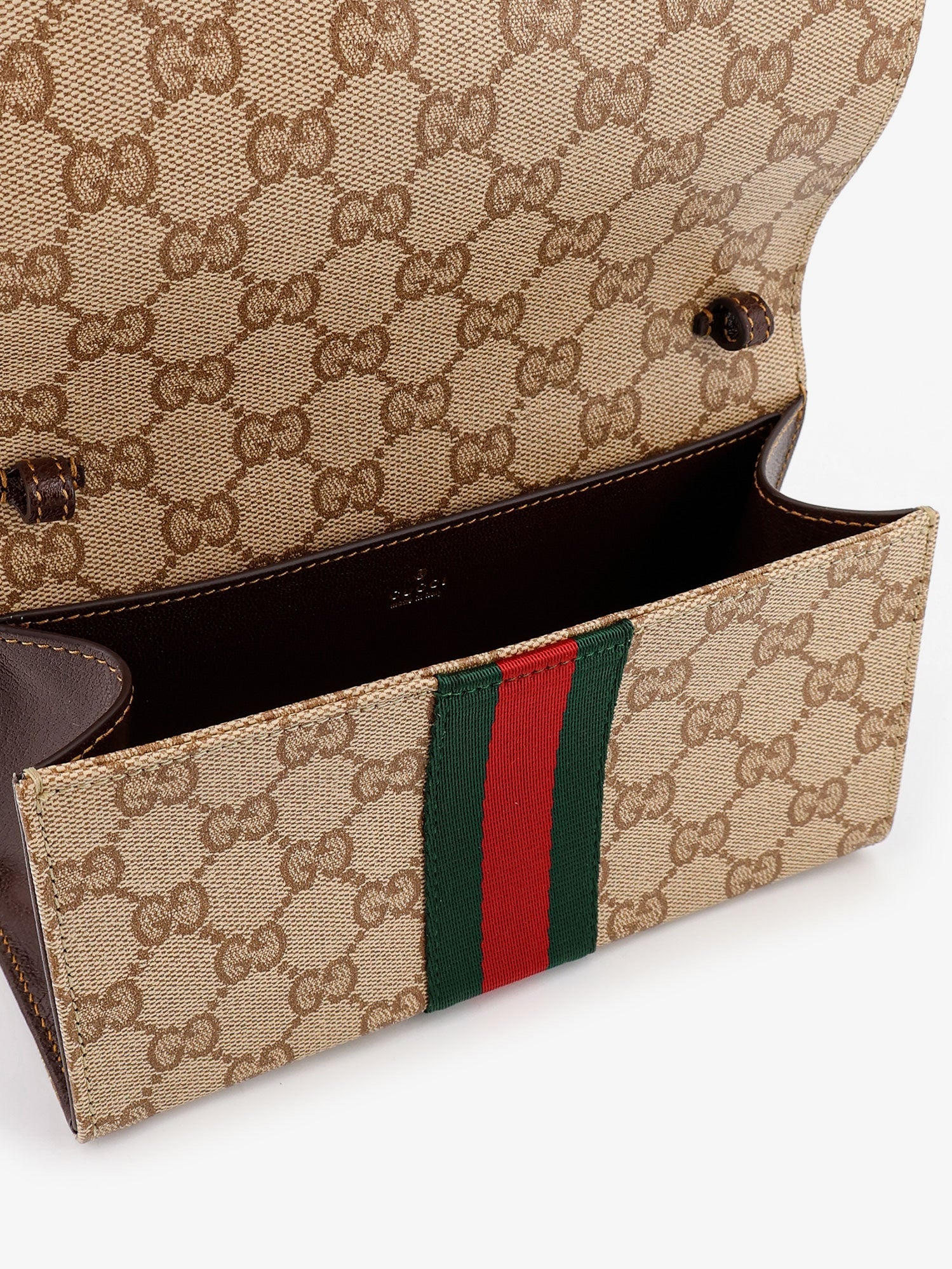 Gucci Women Gg Fabric Shoulder Bag With Nastro Web Detail