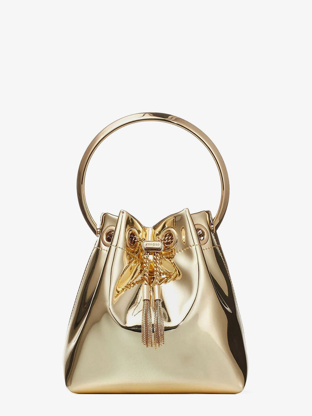 Jimmy Choo Women Bon Bon Metallic Leather Bucket Bag