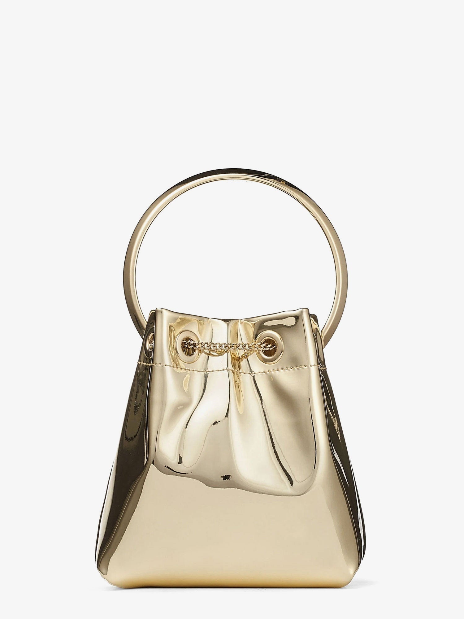 Jimmy Choo Women Bon Bon Metallic Leather Bucket Bag
