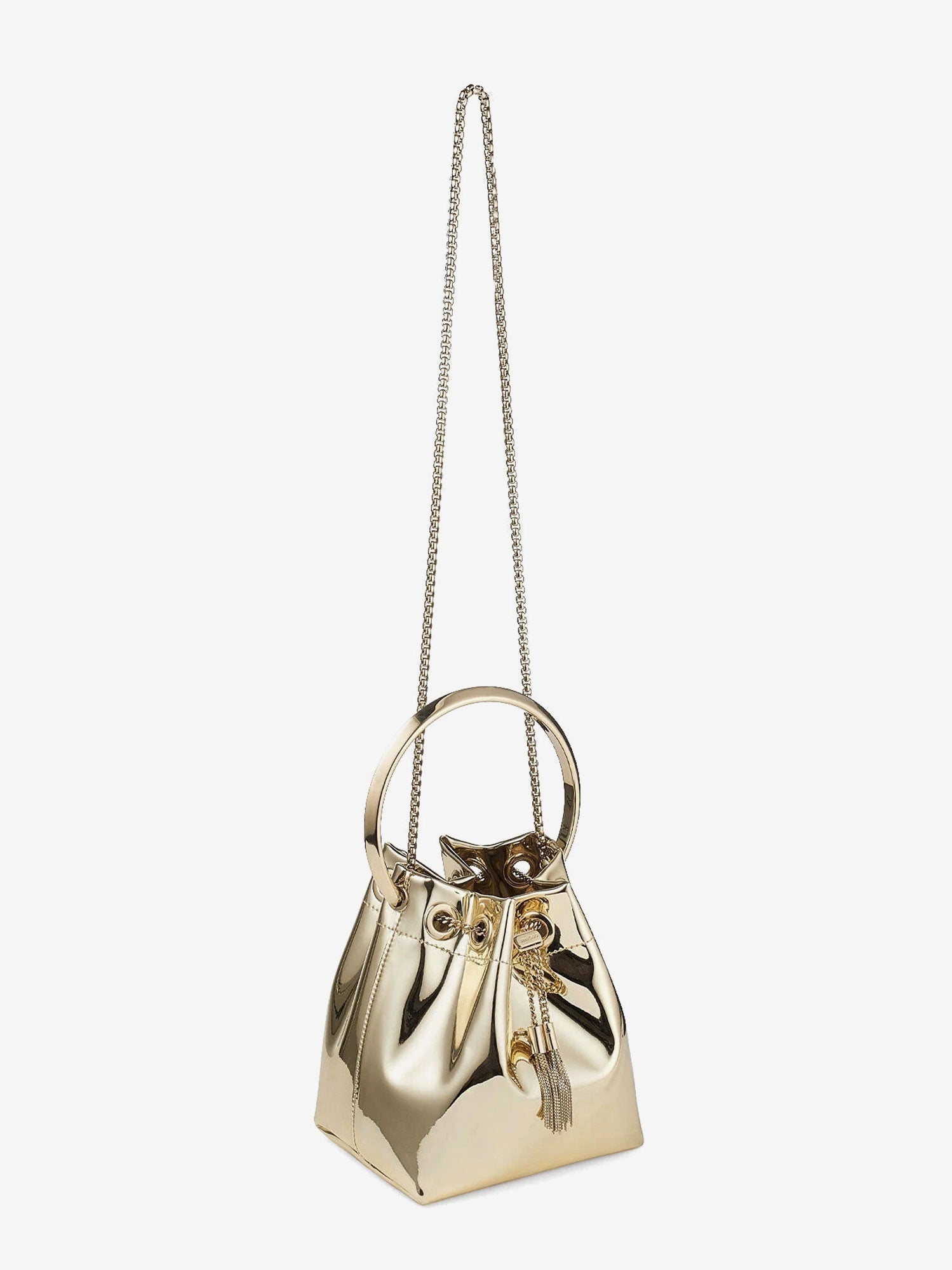 Jimmy Choo Women Bon Bon Metallic Leather Bucket Bag