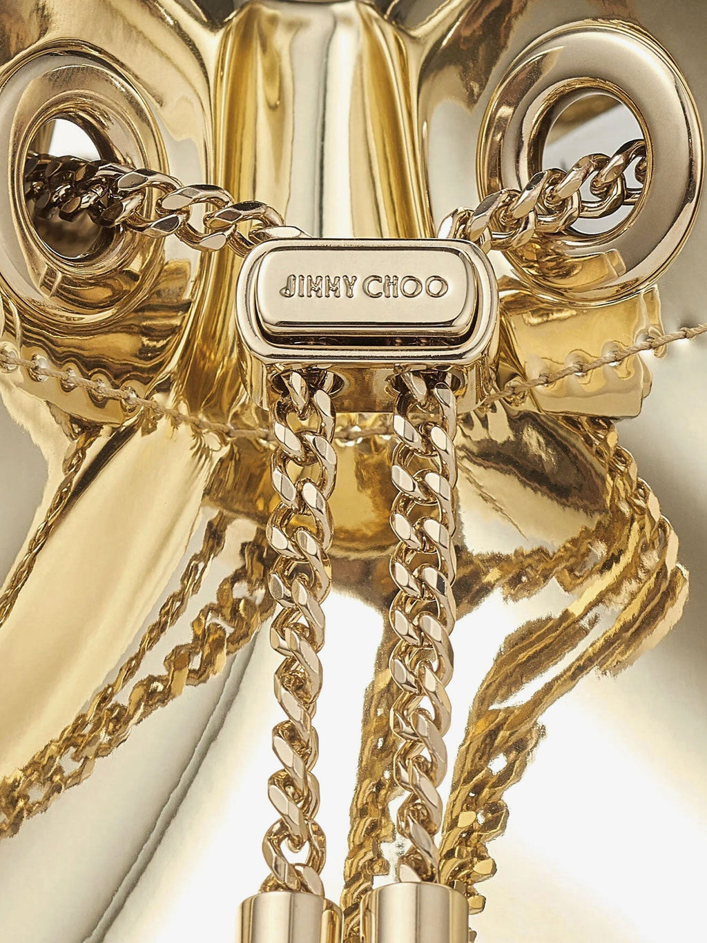 Jimmy Choo Women Bon Bon Metallic Leather Bucket Bag